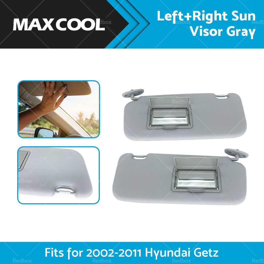 Left Right Sun Visor Shade for Hyundai Getz Grey (2002-2012)