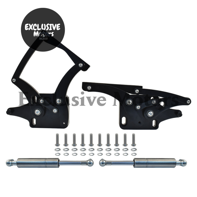 Black Billet Aluminium Bonnet Hinge Kit for Ford Mustang (1964-1966)