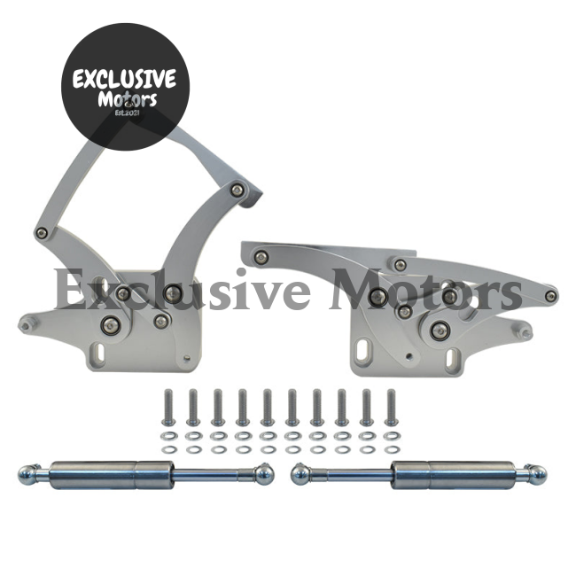 Bonnet Hinge Kit Silver Billet Aluminum for Ford Mustang (1964-1966)