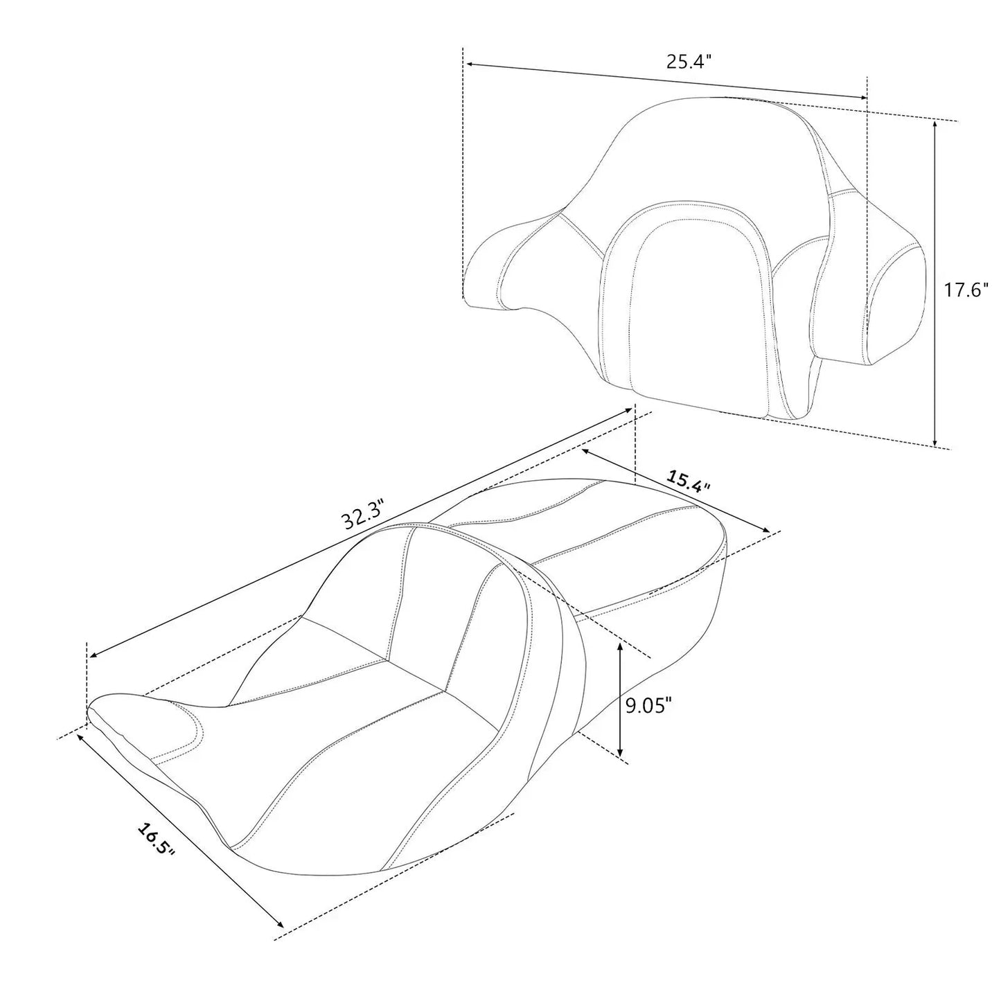 Black Red Driver Passenger Seat Backrest Pad for Harley Street Glide (2014-23)