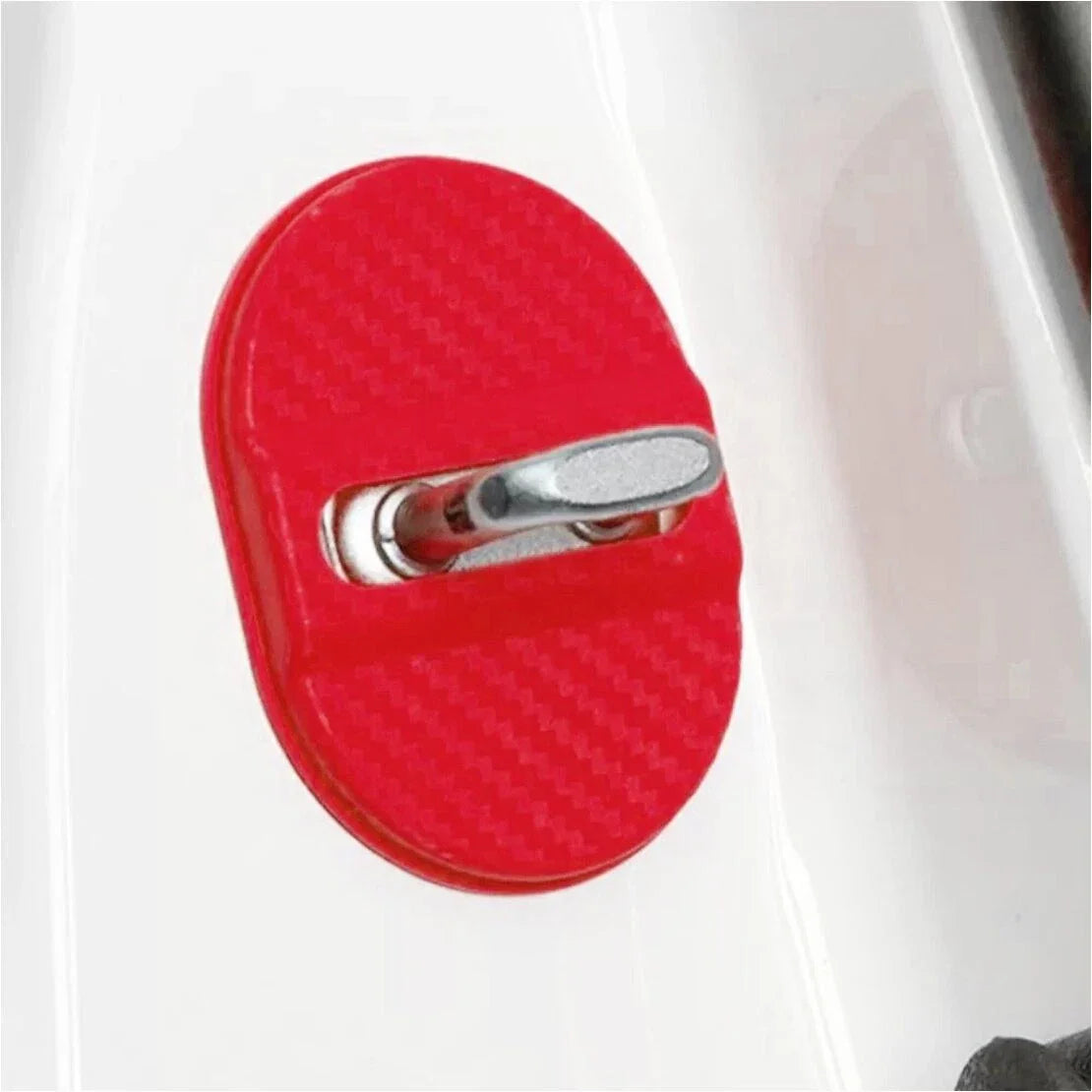 4 x Universal Red Carbon Fiber Scuff Plate Door Lock Covers for Various Models