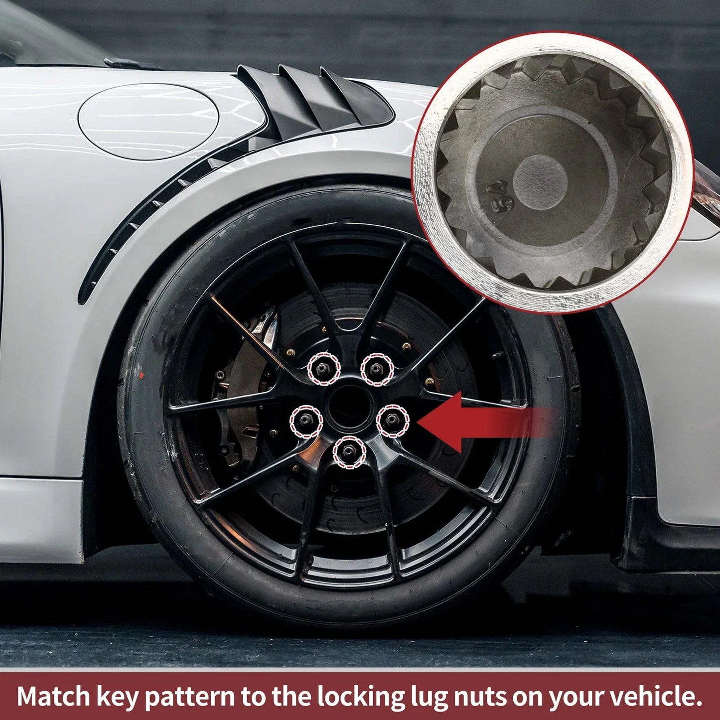 Set of 2 Wheel Lock Lug Nuts with Anti-theft Key for Porsche Cayenne (2003-2023)
