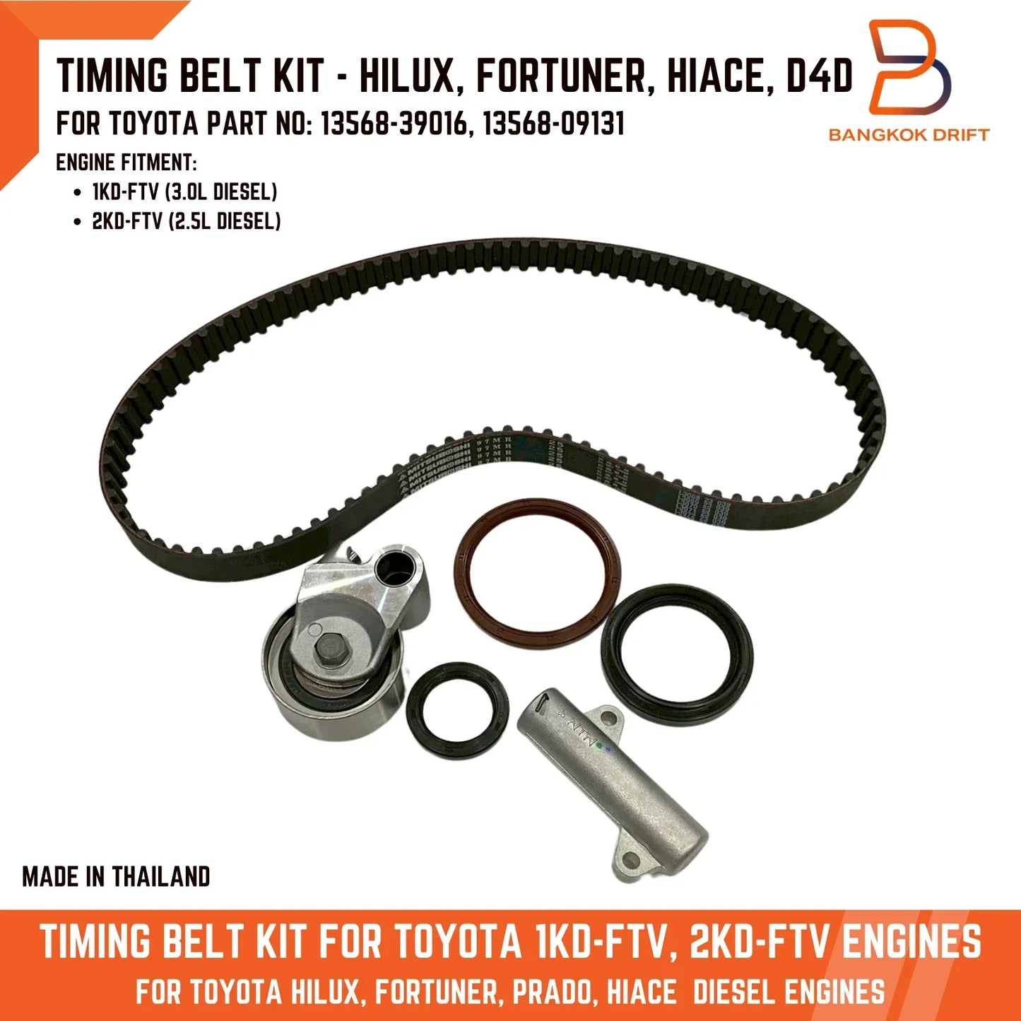 Timing Belt Kit for Toyota Hilux Prado Hiace 1KD-FTV 2KD-FTV (2005-2015)