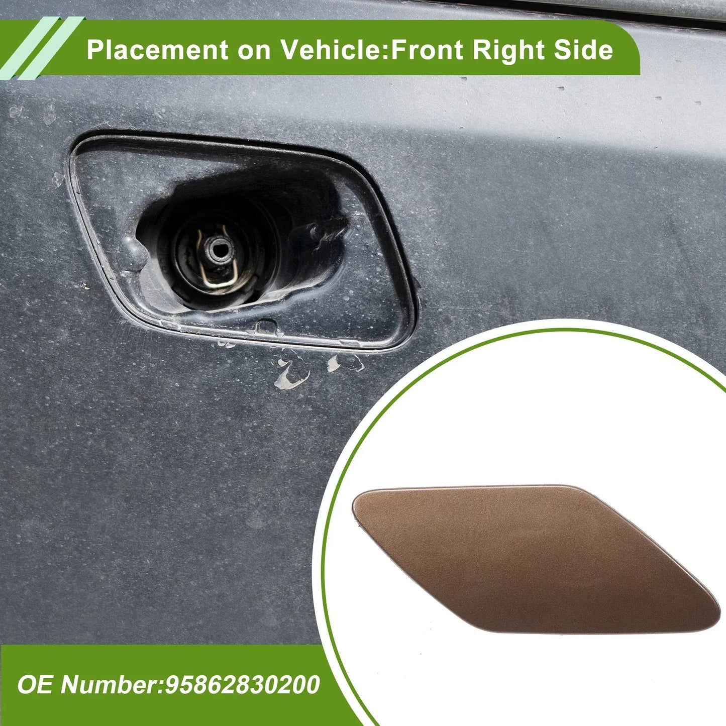 Washer Nozzle Cover Cap for Porsche Cayenne 2011-2014 (2 x Brown)