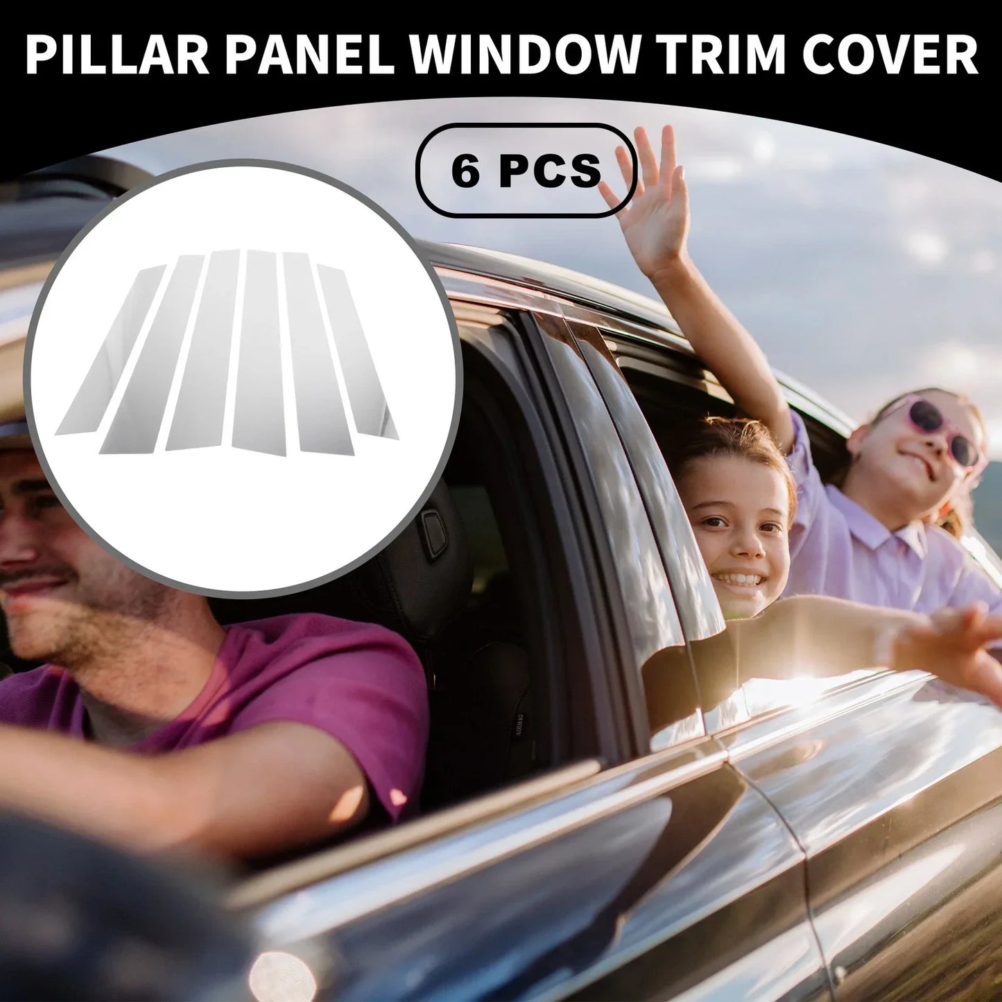6pcs Car Pillar Window Trim Covers for Honda CR-V (2007-2011) Chrome Silver