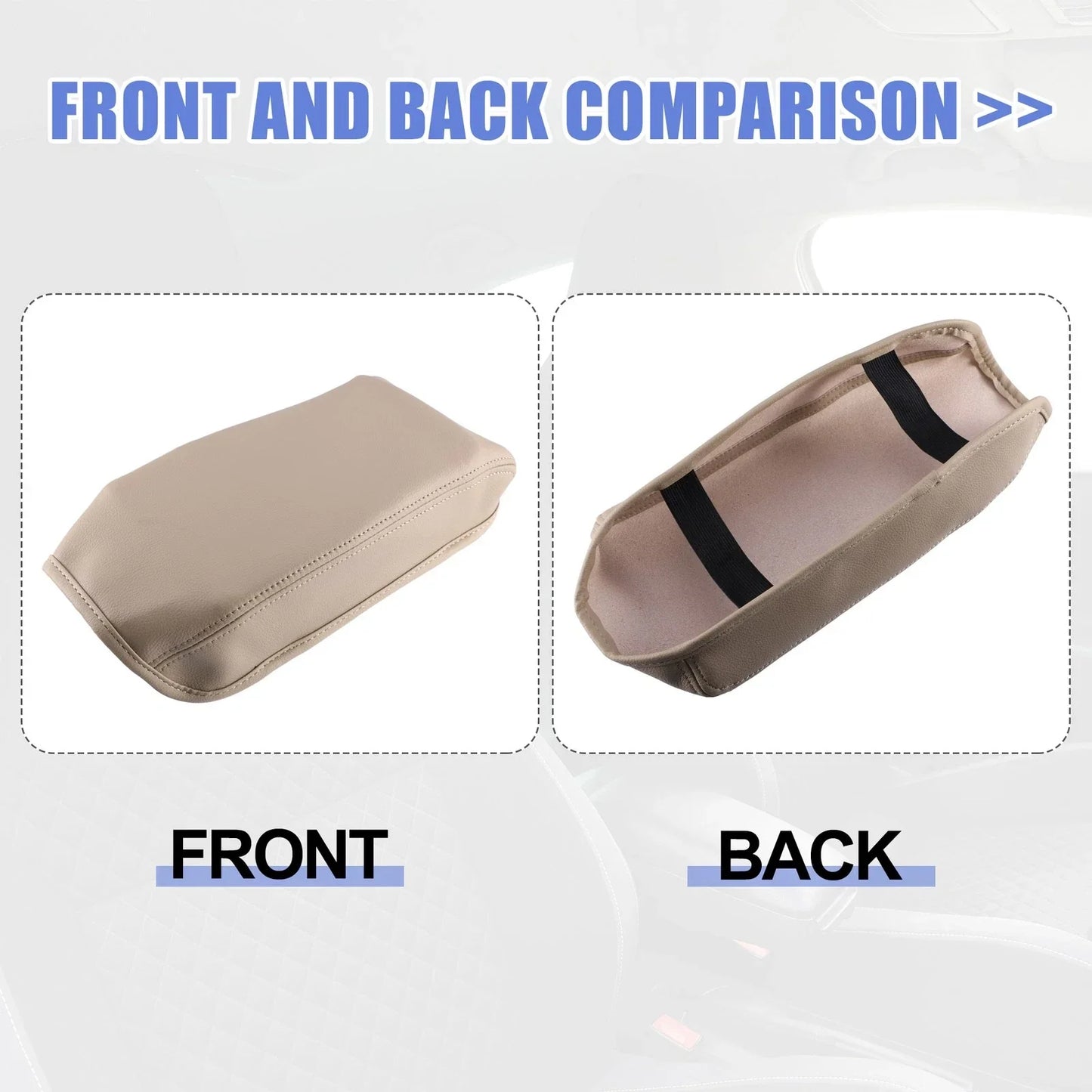 Car Center Console Armrest Cover for Honda Civic (2012-2015) Faux Leather Beige