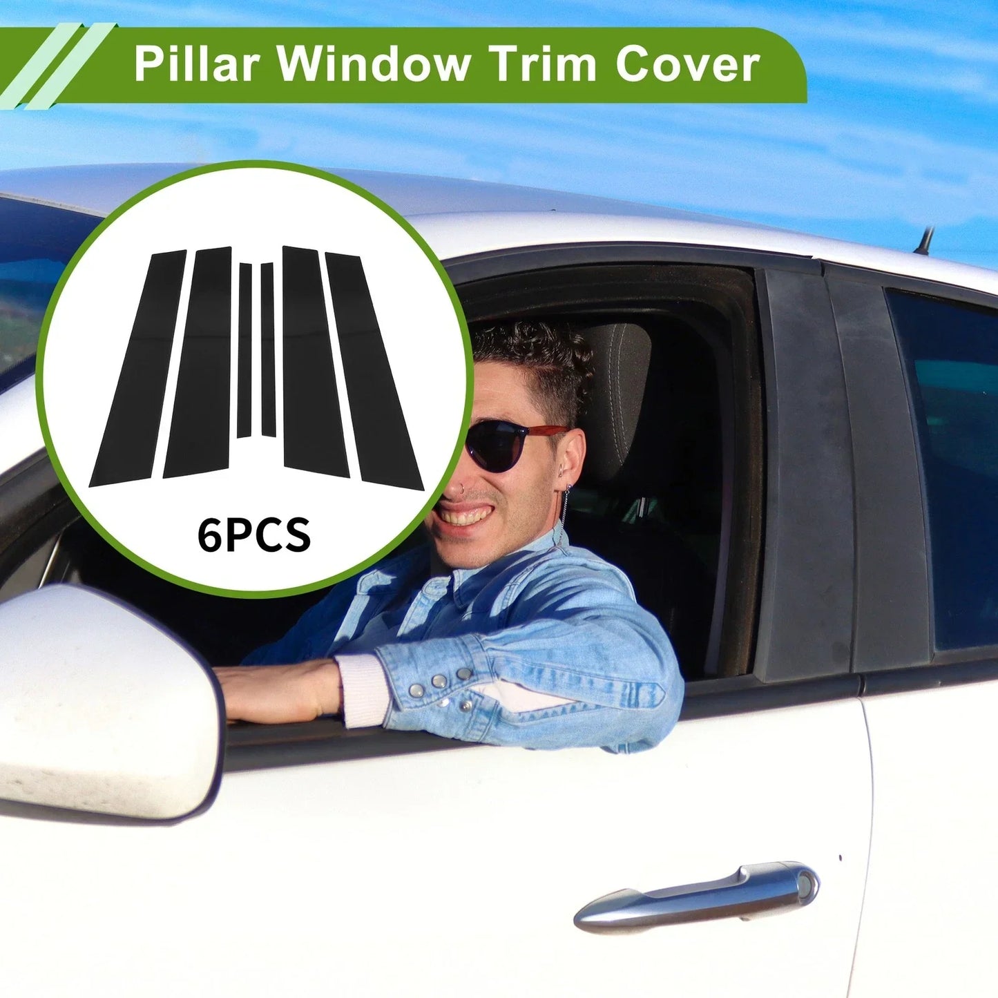 6 Pcs Door Pillar Window Trim for BMW 3-Series (2013 - 2018) Black