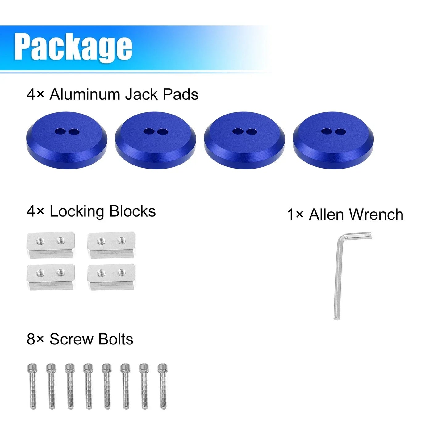 4 Pcs Jack Pad for Chevrolet Corvette C5 (1997-2004) - Blue Frame Rail Covers