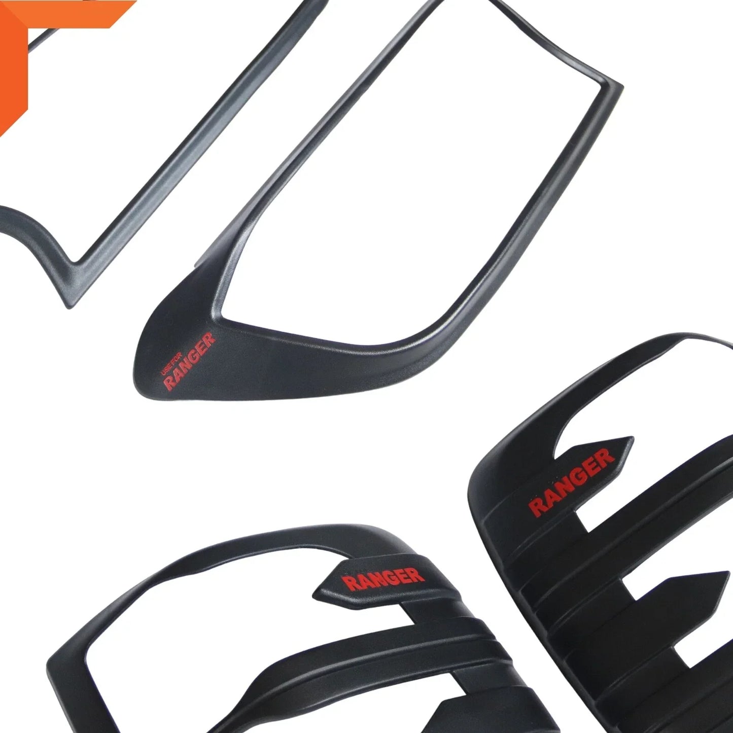 Matte Black Headlight Taillight Covers Trim for Ford Ranger T6 (2015-2021)