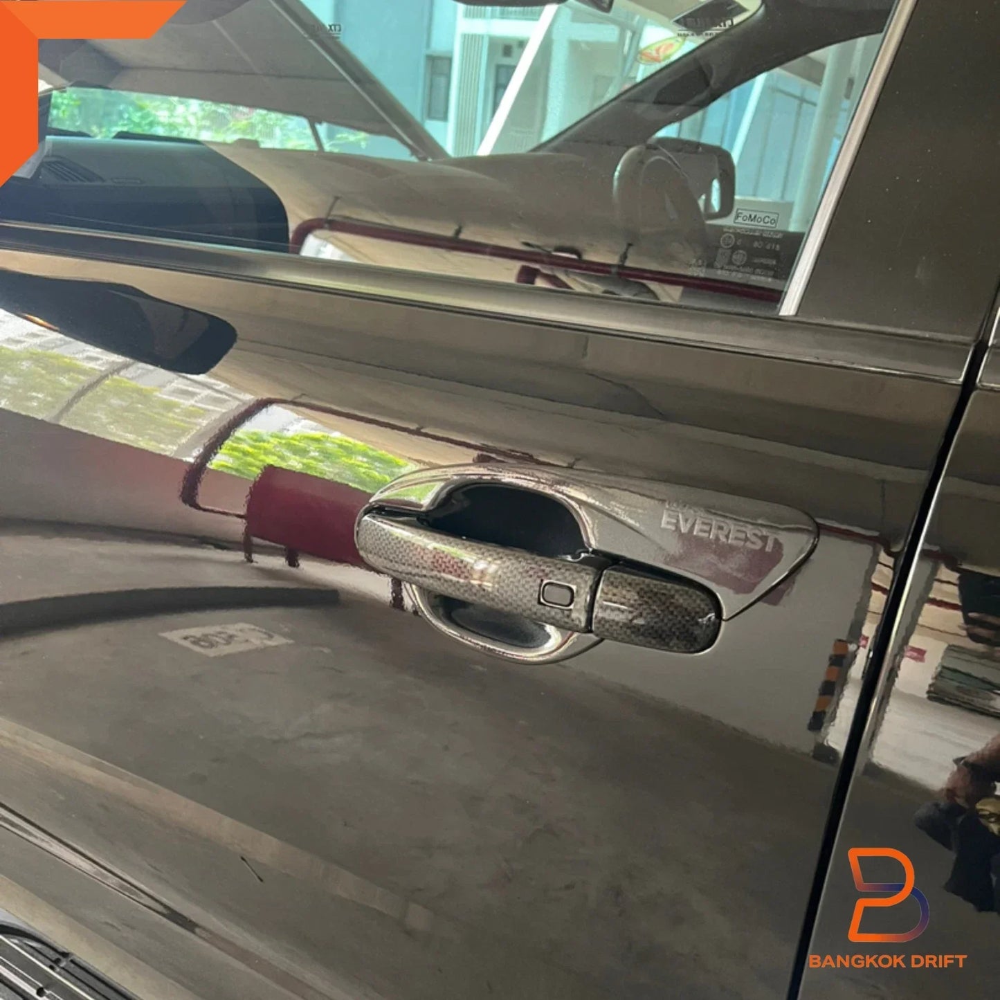 Black Carbon Fiber Door Handle Cover for Ford Ranger T6 PX Everest (12-21)