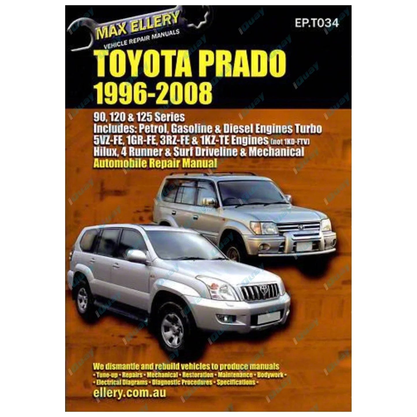 Workshop Manual for Toyota Prado Diesel 1996-2008 90 120 125 Series Repair Book