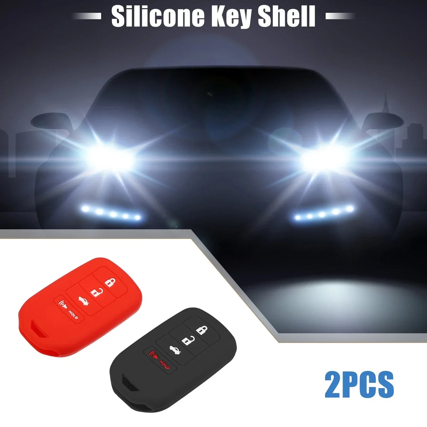 Smart Key Fob Cover for Honda Accord EX EXL EX-L 2013-2018 Black Red (2 x)