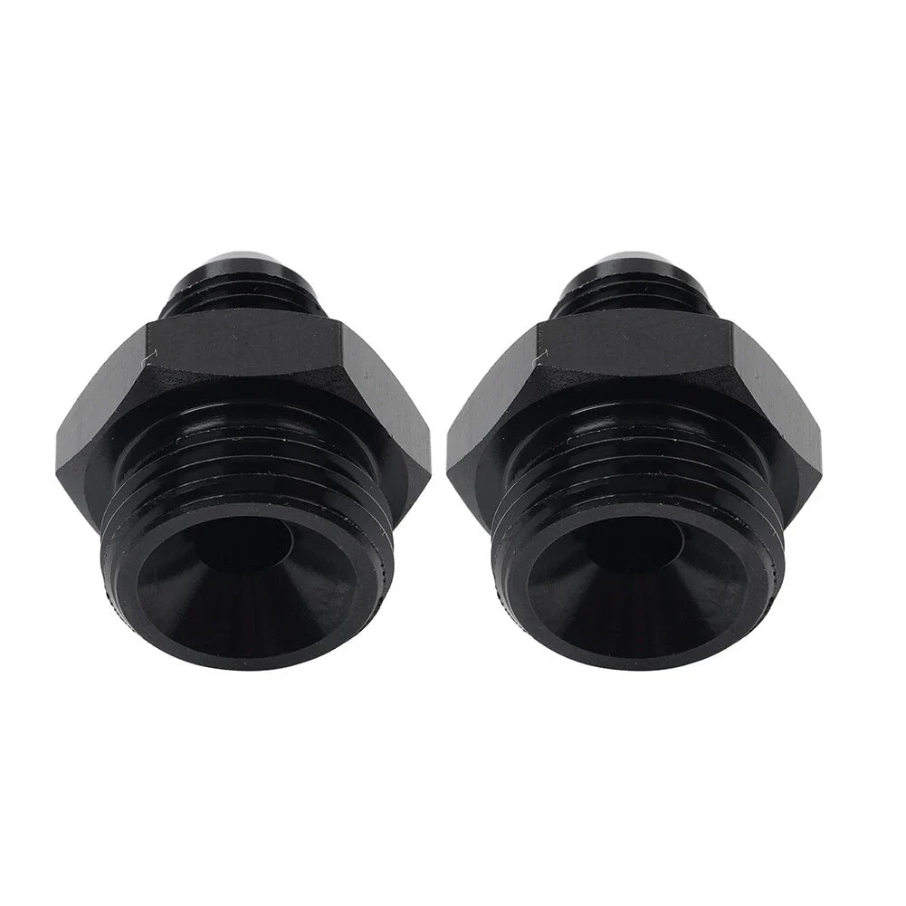 Black Aluminum AN6 Flare to 6AN ORB Male Fitting Adapter w/ O-Rings
