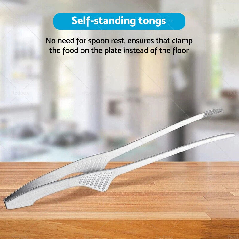 4 x BBQ Tongs Self-Standing Non-Slip Cooking for Grill - Korean & Japanese