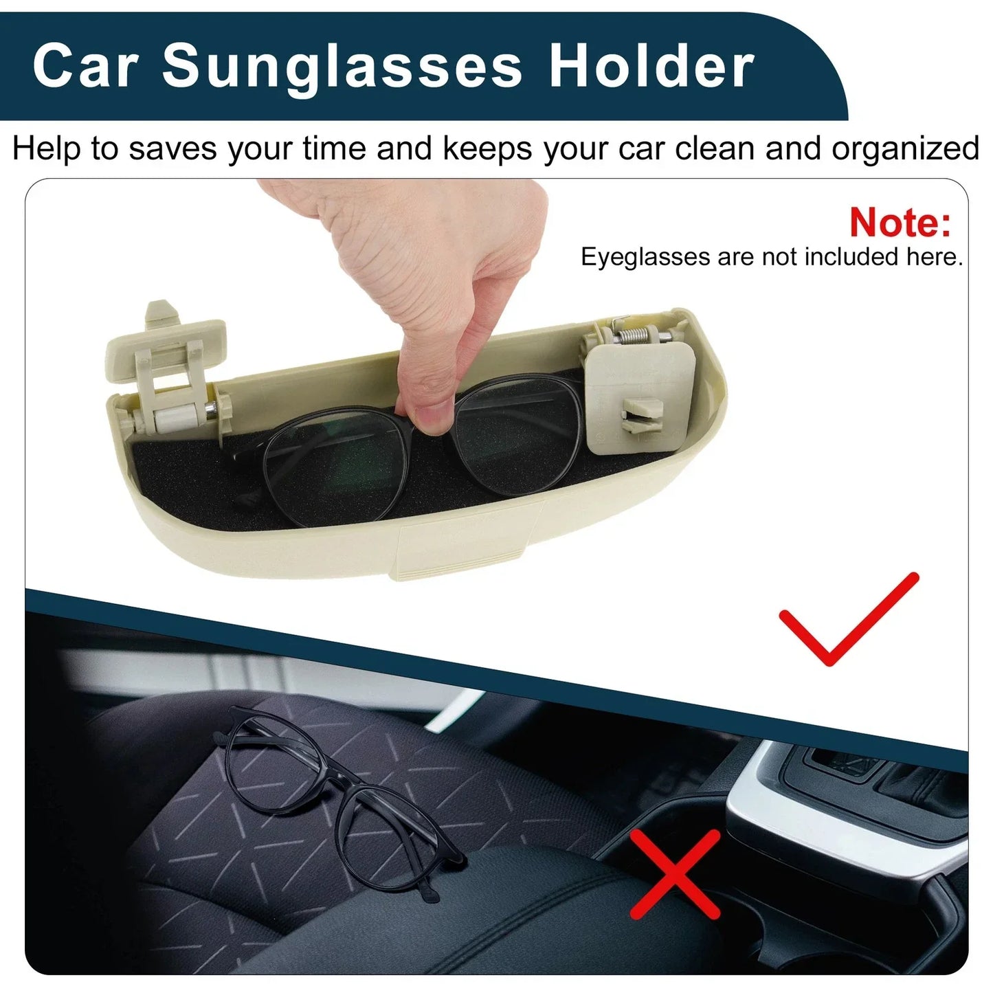 Sunglasses Case for Mercedes-Benz GLA Eyeglasses Holder Storage Box Beige
