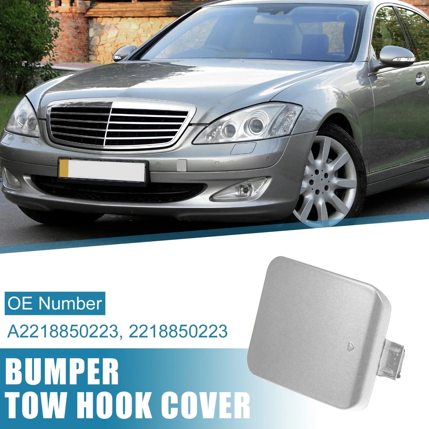 Front Bumper Tow Hook Cover for Mercedes-Benz W221 (2007-2009) Silver Tone
