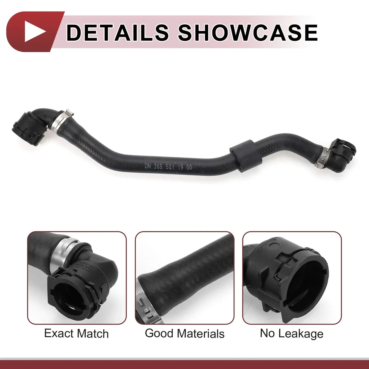 Heater Hose for Mercedes-Benz C300 2015-2018 2 x Rubber Black
