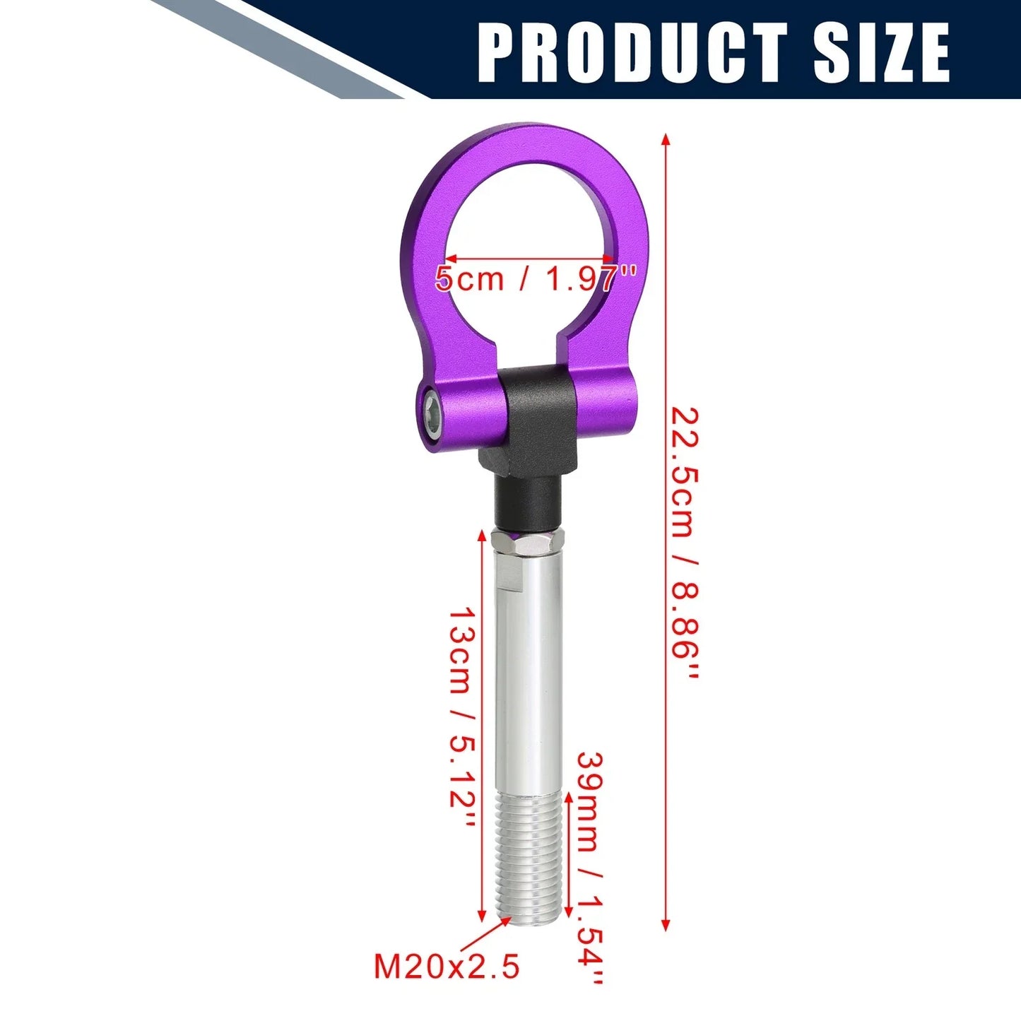 Purple Round Front Rear Bumper Trailer Tow Hook Screw for Hyundai Veloster
