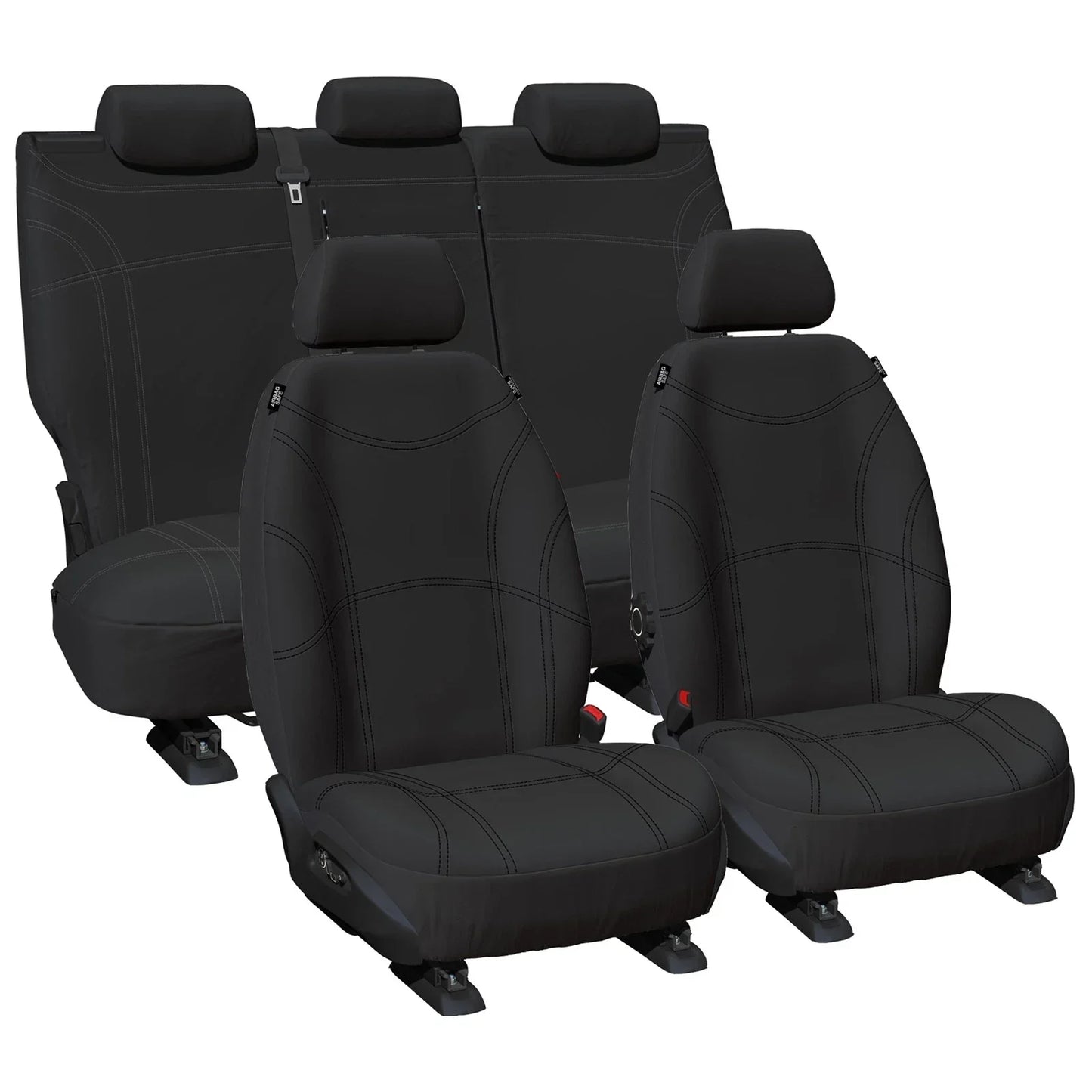 Front and Rear Black Neoprene Seat Covers for Nissan Navara D23 NP300 2017-2020
