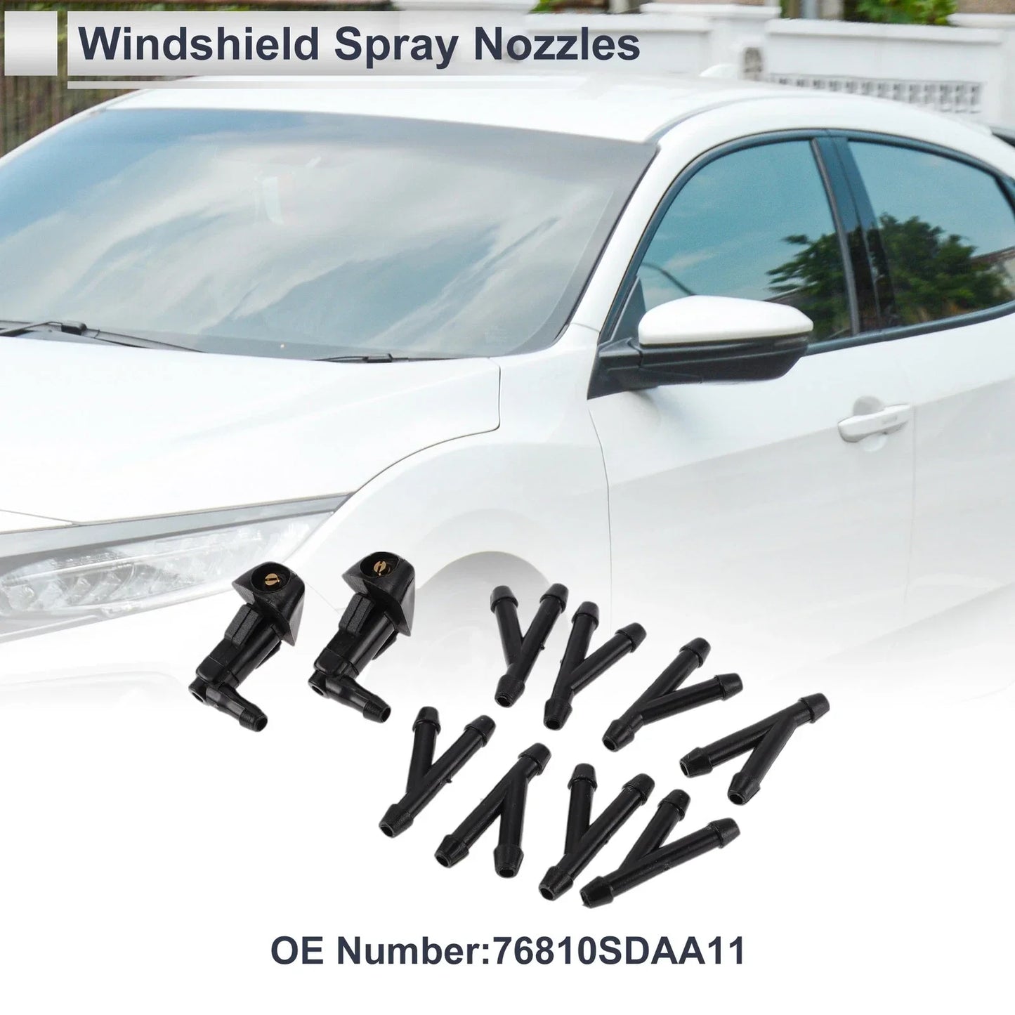 Washer Nozzle & 8 x Hose Connectors for Honda (No.76810SDAA11)