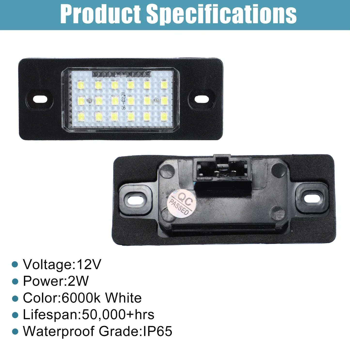 2 x LED License Plate Lights with Decoders for VW Jetta (2011-2018)