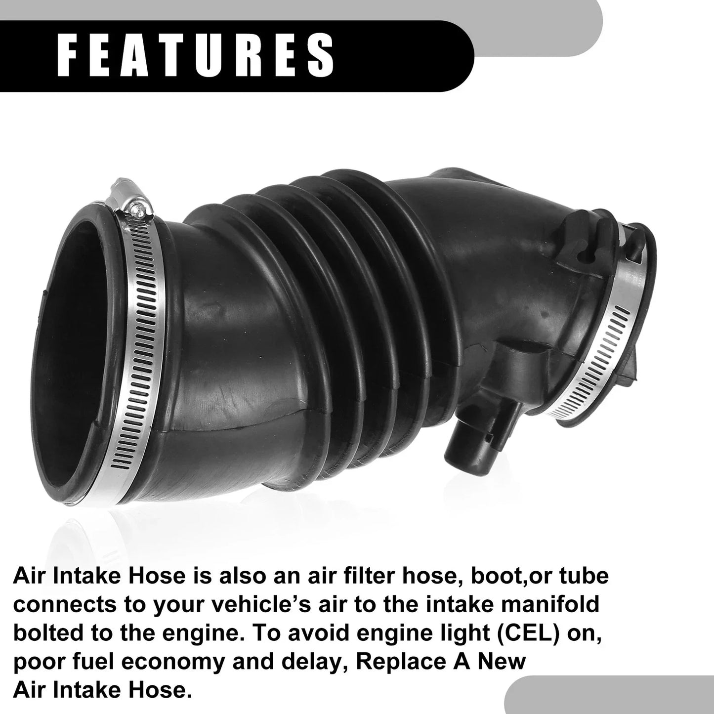 Air Cleaner Intake Hose Tube with Clamps for Honda Pilot V6 3.5L (2009-2015)