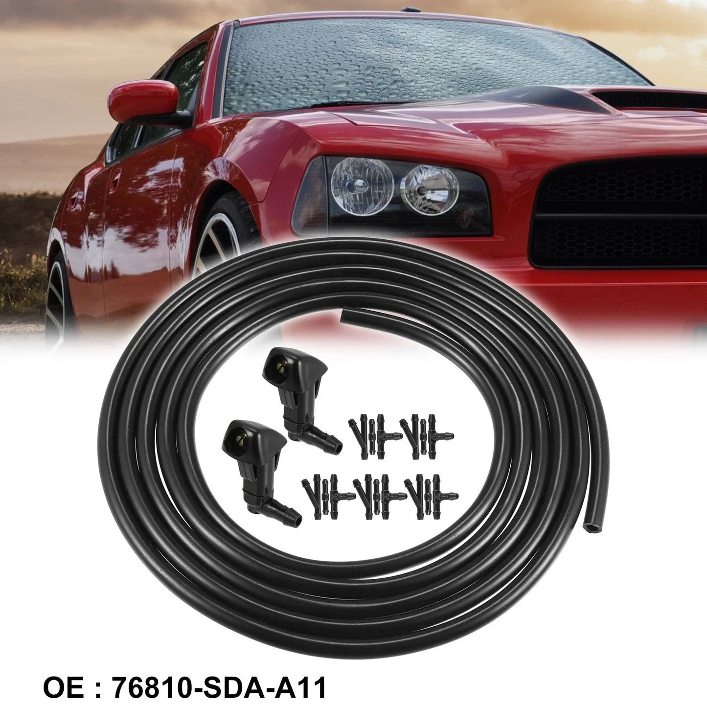2 x Windshield Washer Nozzles & 2.5m Hose Kit for Honda Accord (2003-2007)