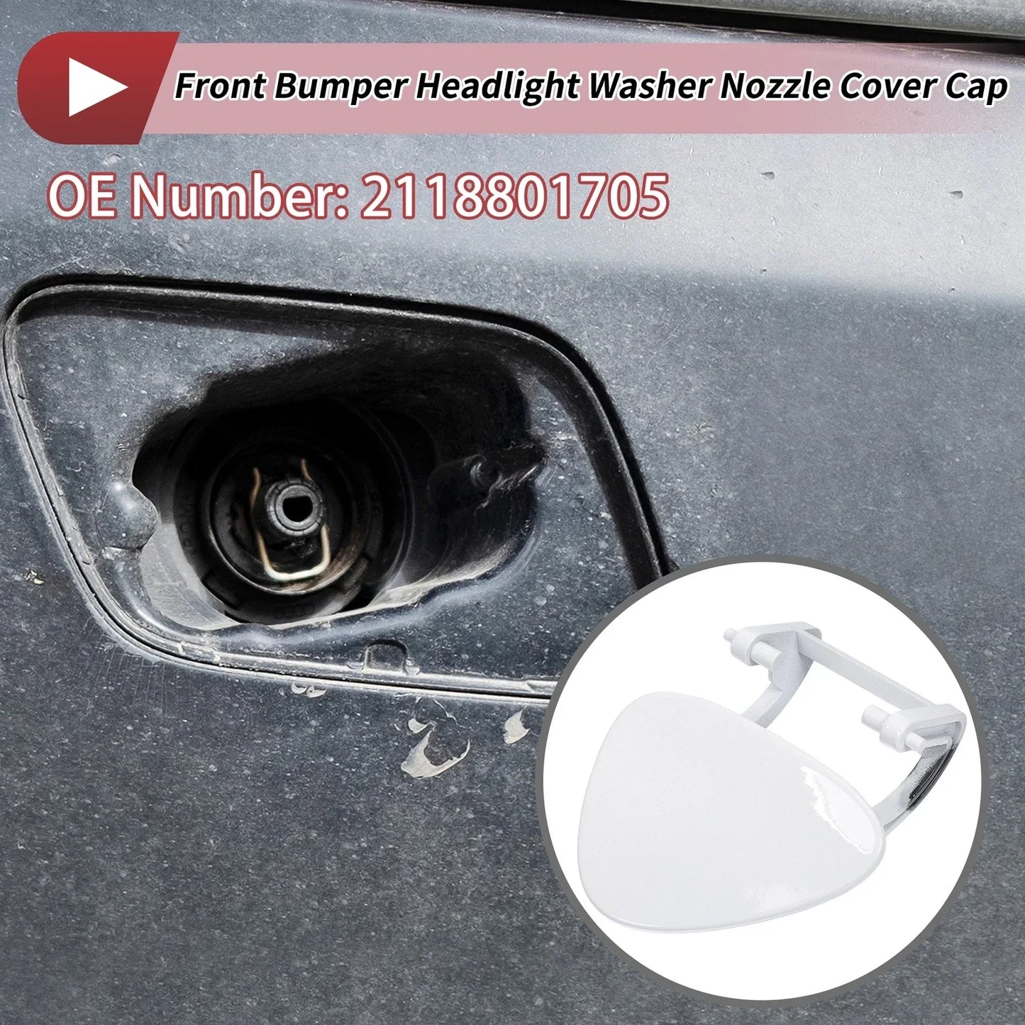 Front Left Washer Nozzle Cover for Mercedes-Benz E320 (1994-2006) White