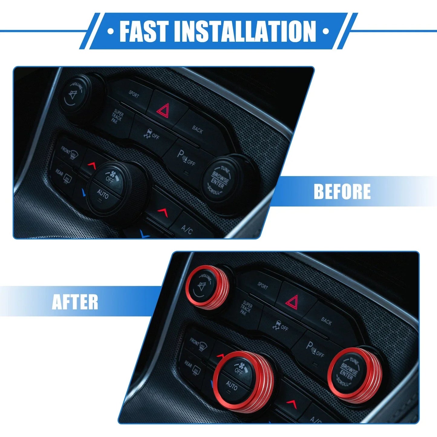 5 Pcs AC Climate Control Knob Rings for Chrysler 300, Dodge Challenger (2005-2023)