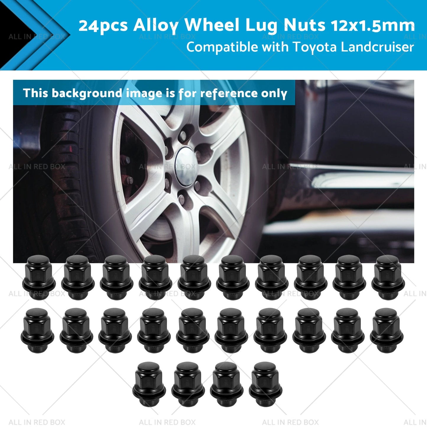 24pcs 12x1.5mm Alloy Wheel Lug Nuts for Toyota Landcruiser (1998-2007)