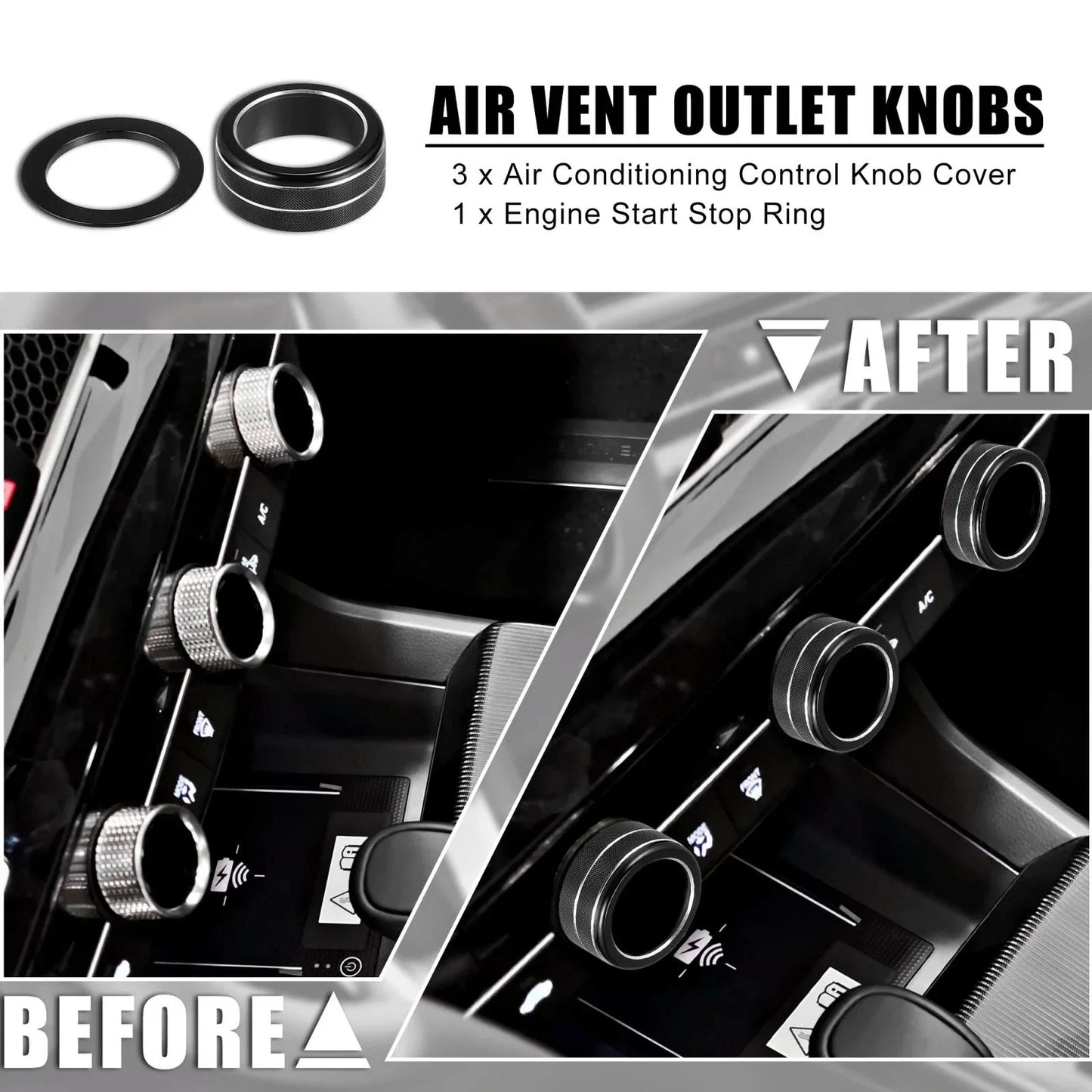 4pcs Black Air Conditioner Shift Knob Covers for Honda Civic (2022)