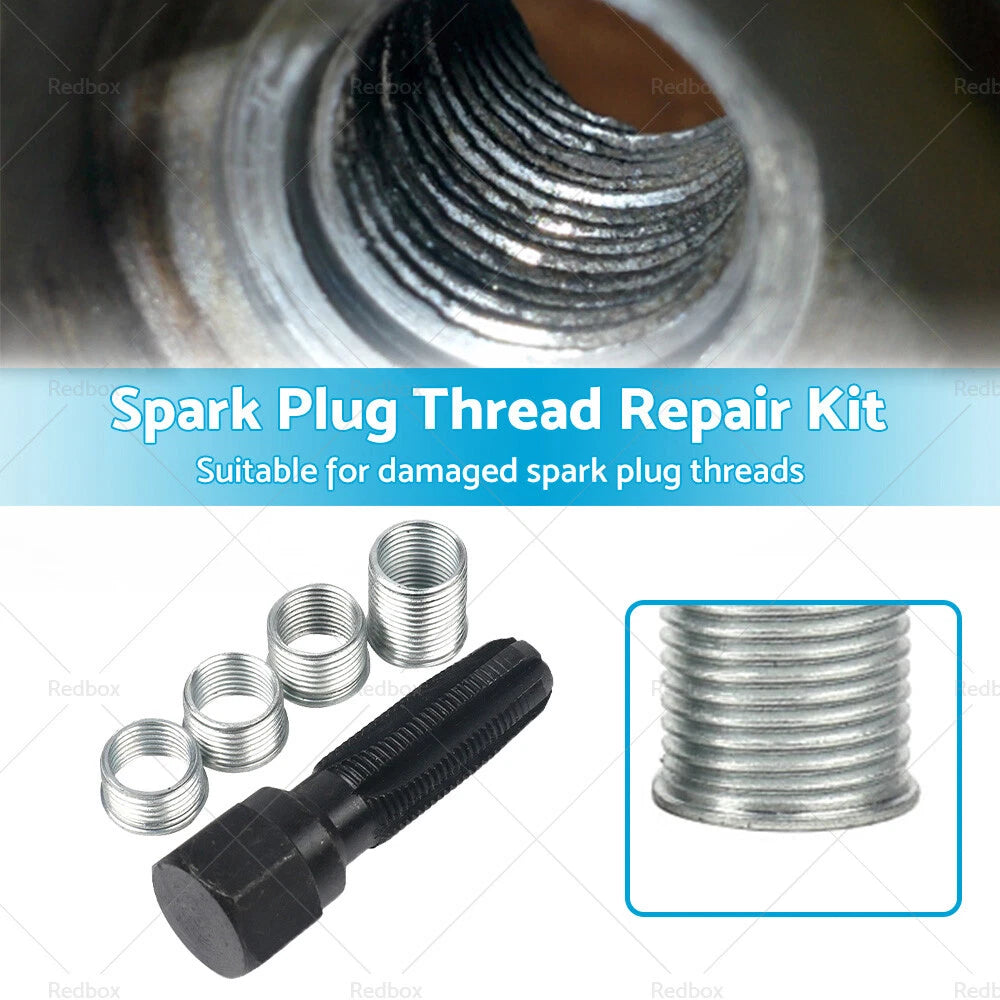 14MM Spark Plug Repair Kit & 4 Inserts for Helicoil Thread Reamer Tap