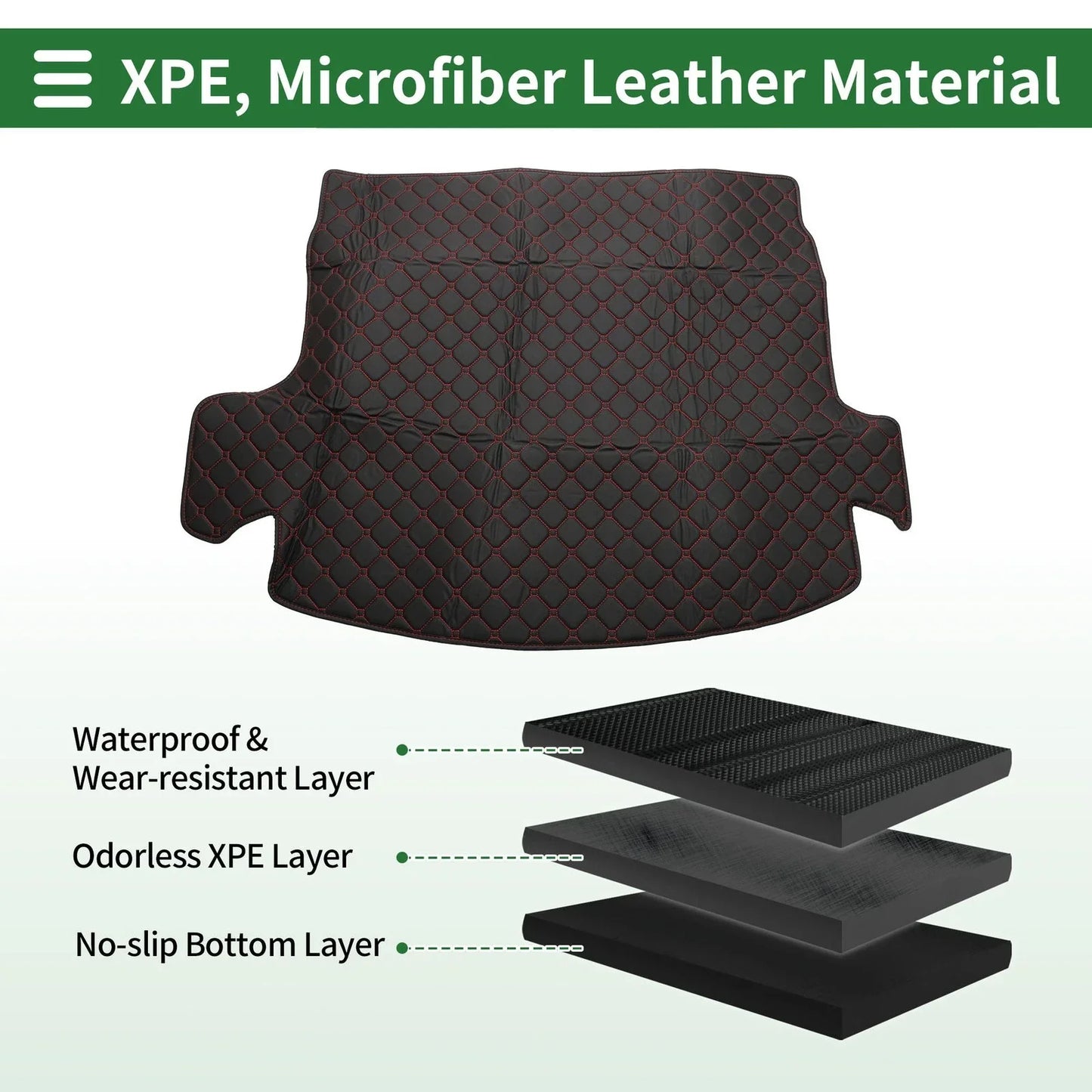 Flat Face Cargo Liner Rear Trunk Mat for Honda CR-V Hybrid (2017-2021) Black XPE