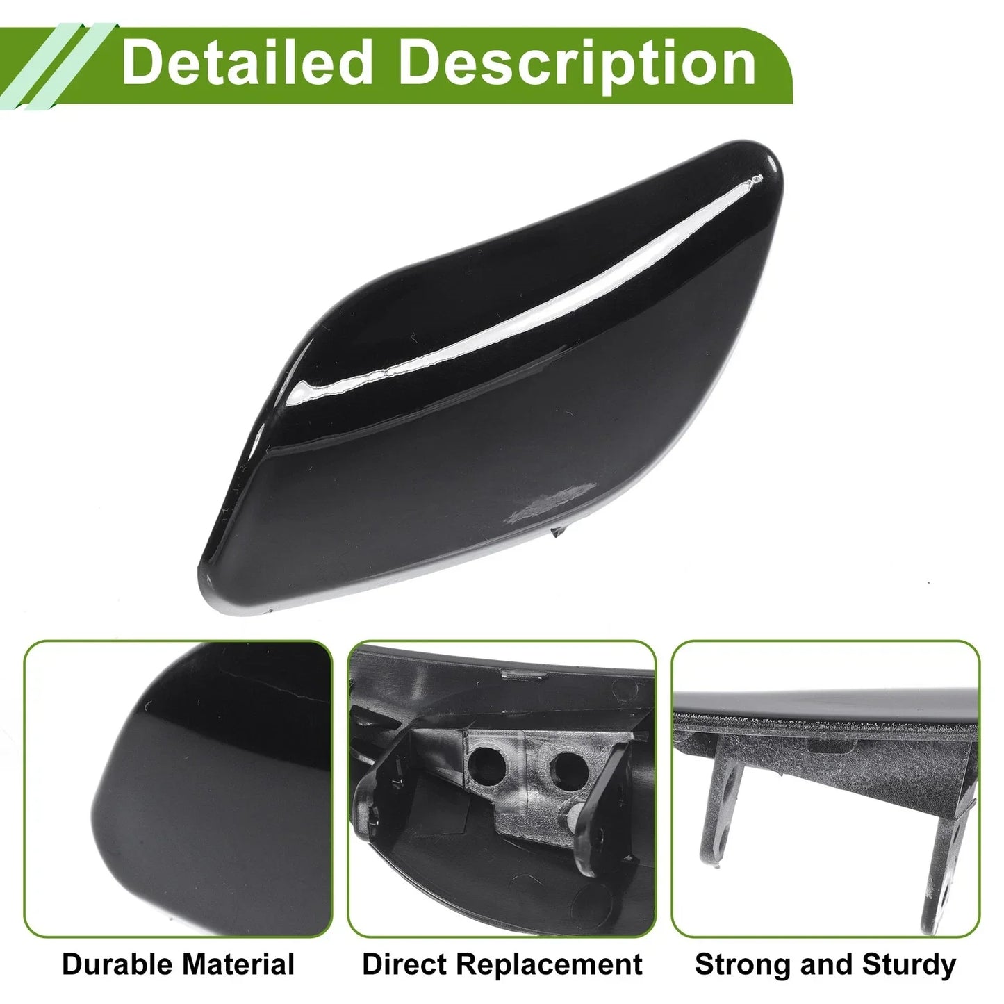 Washer Nozzle Cover Cap for Porsche Cayenne 2008-2010 (2 x Black)