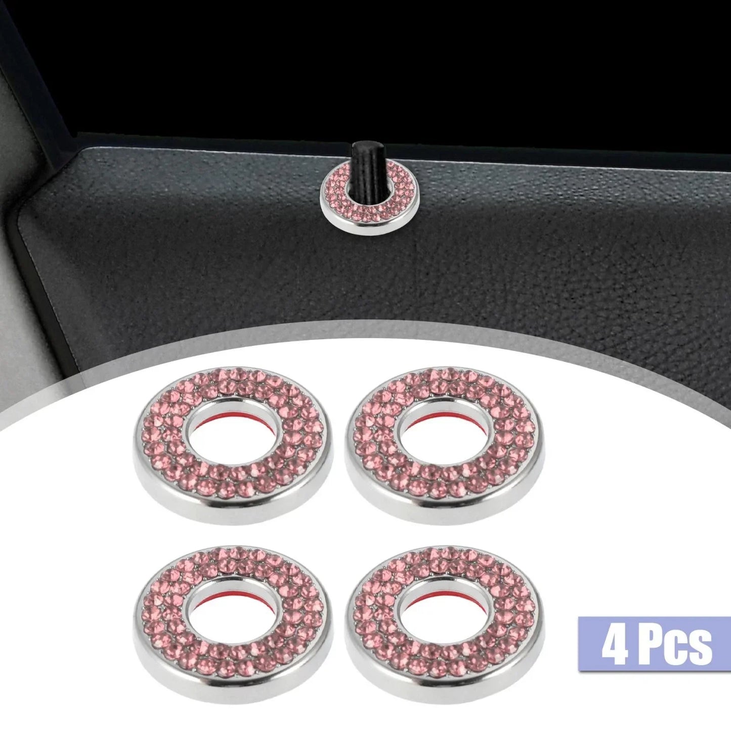 4pcs Pink Bling Car Door Lock Stickers for Mercedes Benz E C Class GLC (2015-2019)