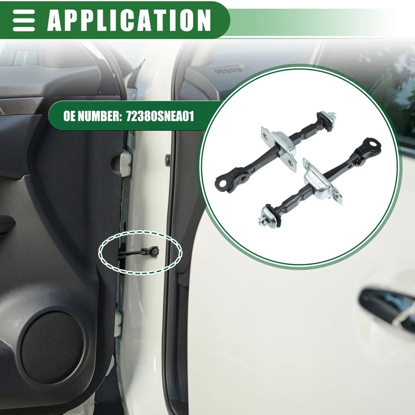 2 x Right Door Check Strap Assembly for Honda Civic (2006-2011)