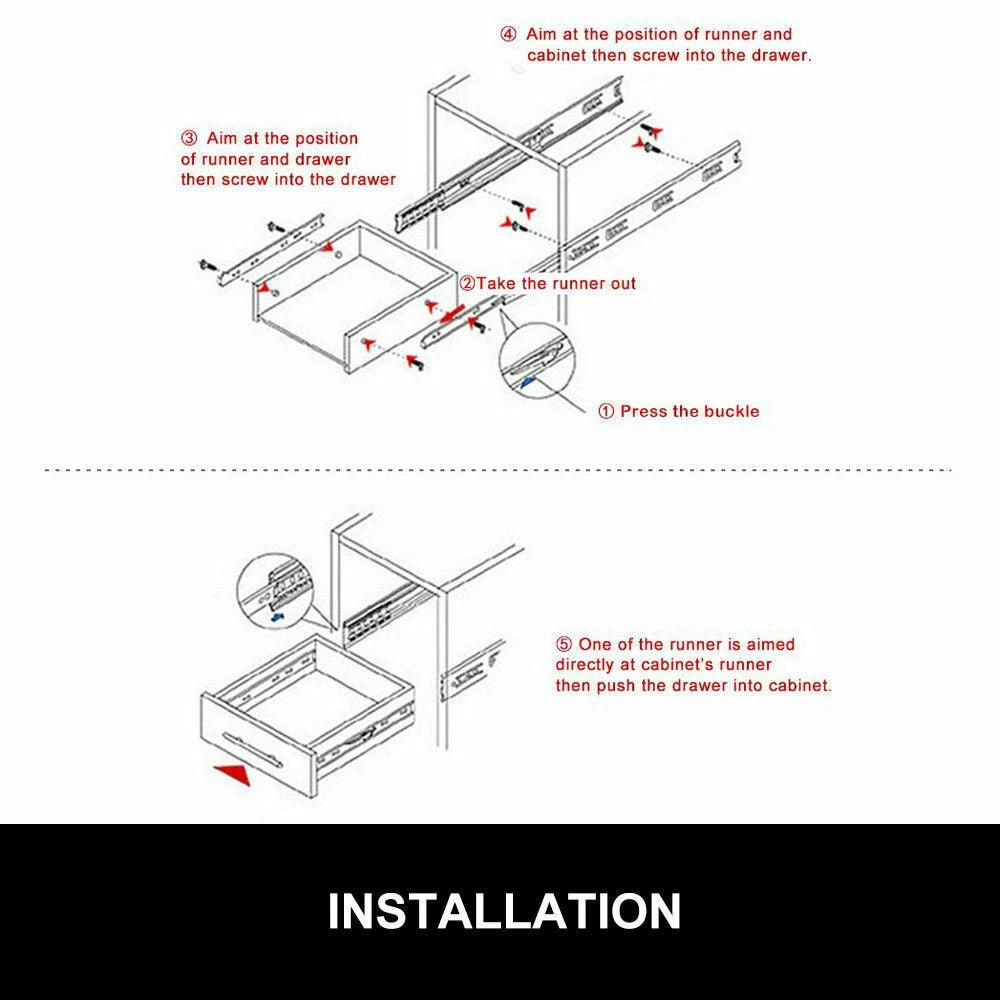 Heavy Duty 90KG Load Locking Drawer Slide Runners for Trailer (800mm)