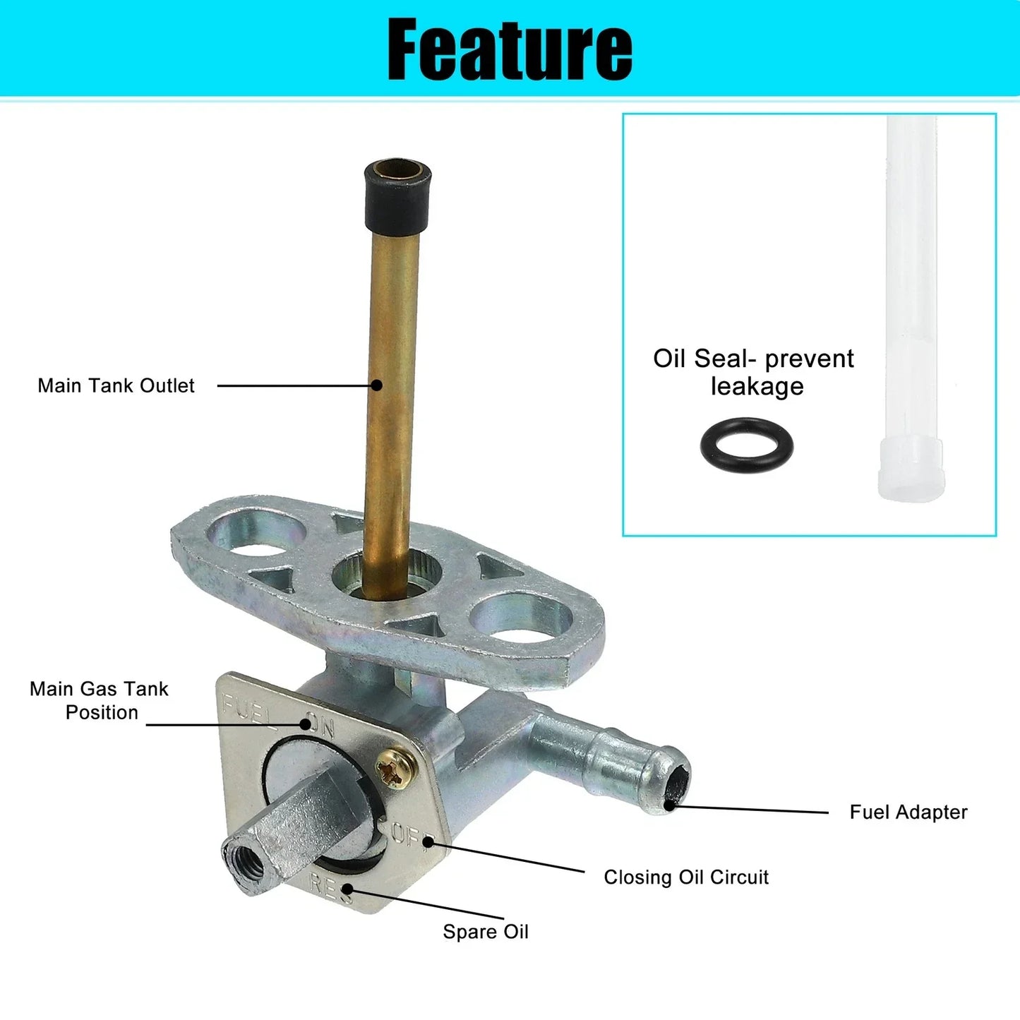 Fuel Valve Petcock Shut Off Tank Switch Kit for Honda Rancher 350 (2000-2006)