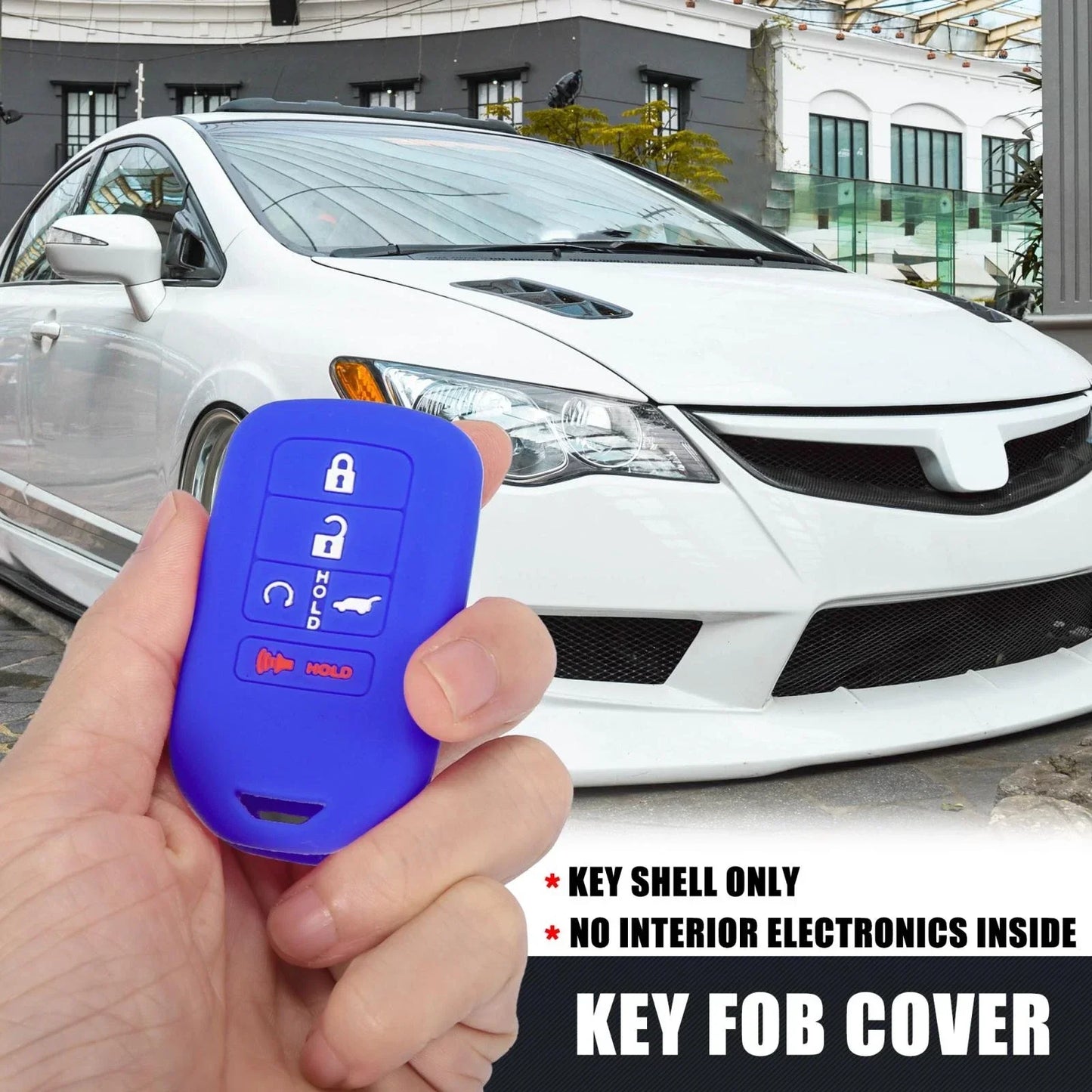 5 Button Key Fob Cover Case Blue for Honda Accord Civic CR-V (2016-2023)