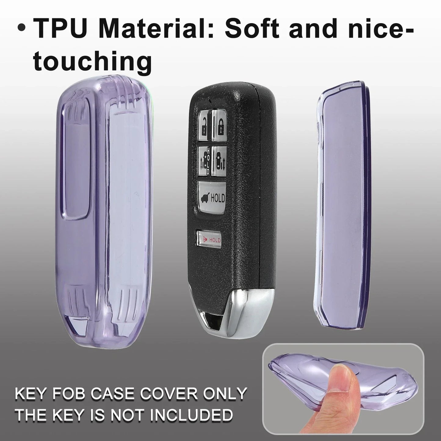 Key Fob Remote Control Cover TPU Shell for Honda (Translucent Purple)