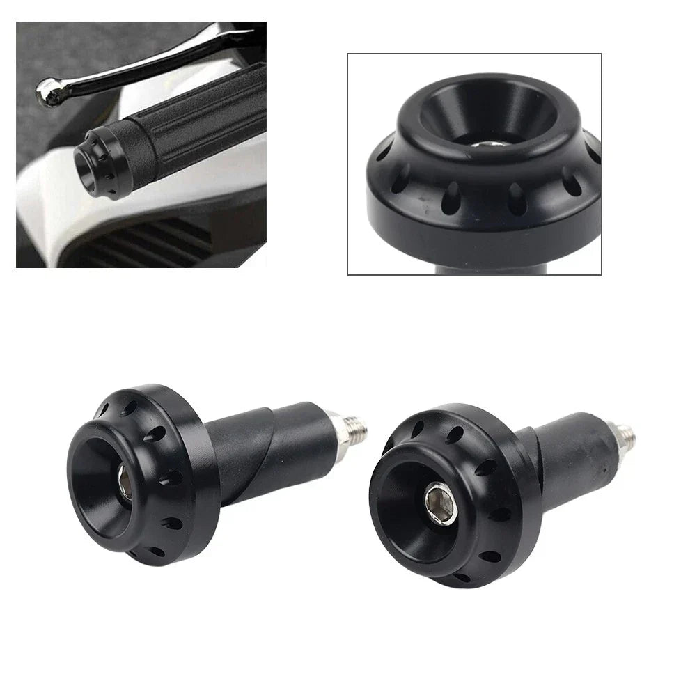 Black Motorcycle 7/8'' 1'' Handlebar Grips & End Cap Plug