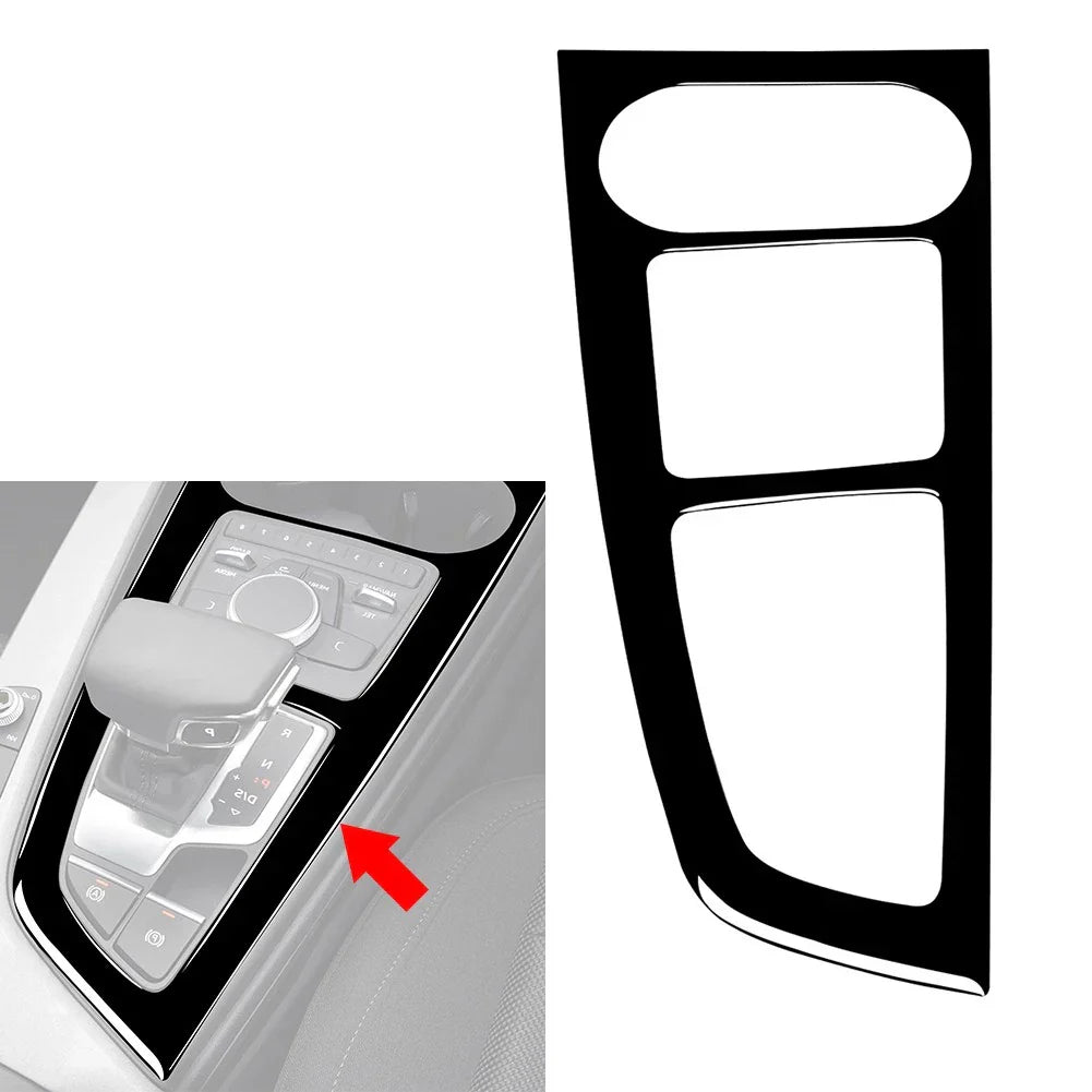 Black Center Console Gear Shift Box Frame Cover Trim for Audi A4 B9 (2016-2023)