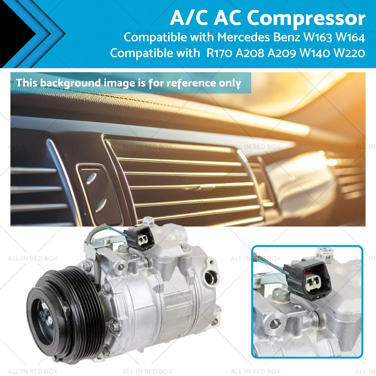 A/C Compressor for Mercedes Benz W163 W164 R170 A208 A209 W140 W220 (1998-2023)