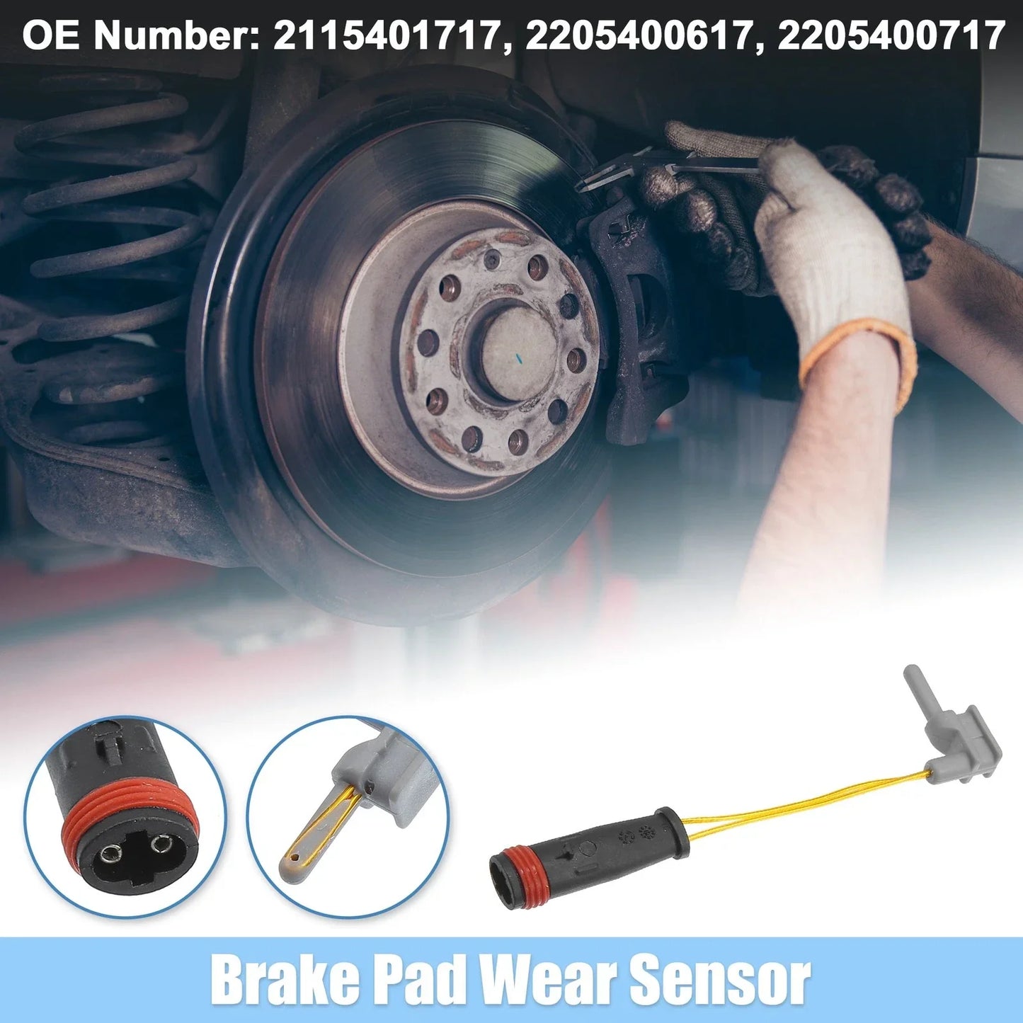 Brake Pad Wear Sensor Lead for Mercedes-Benz (2010-2023) - 1 x Black Gold Tone