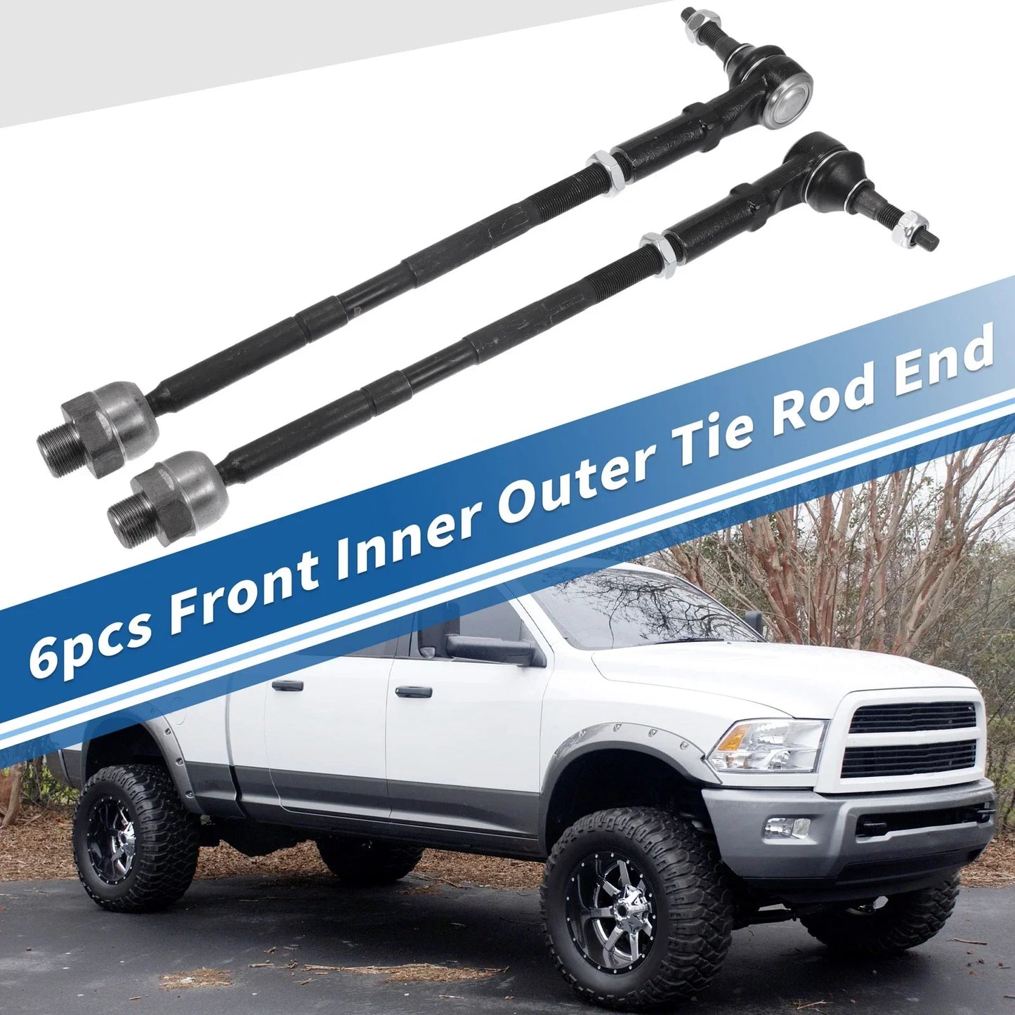 2 x Front Outer Tie Rod End Links Kit for Dodge Ram 1500 (2006-2008)