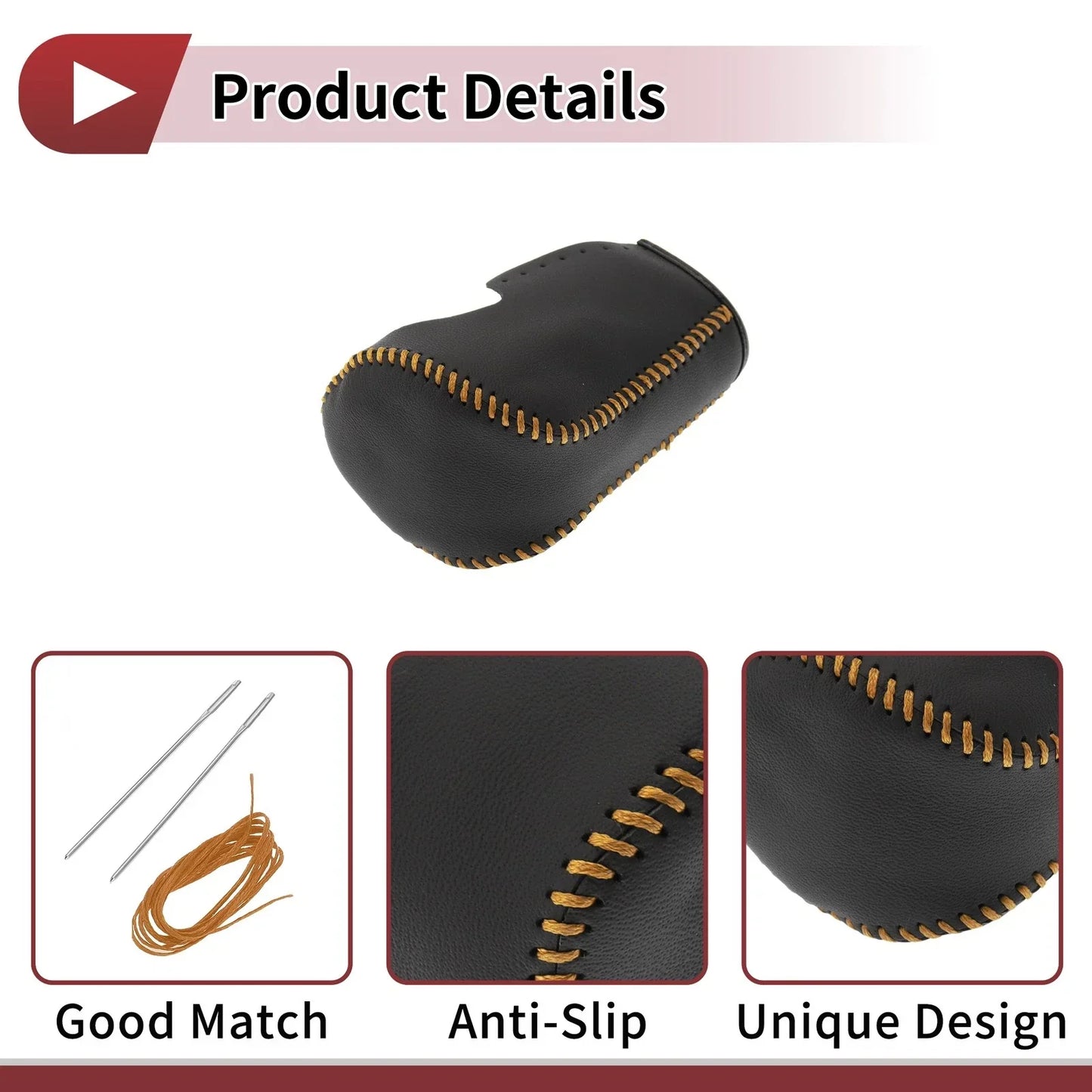 Gear Shift Knob Cover for Honda Accord 2008-2012 Black Orange Leather