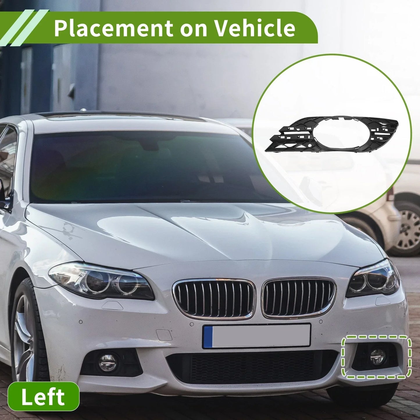 Front Right Fog Light Grill for Mercedes Benz E-Class (2003-2009) Black
