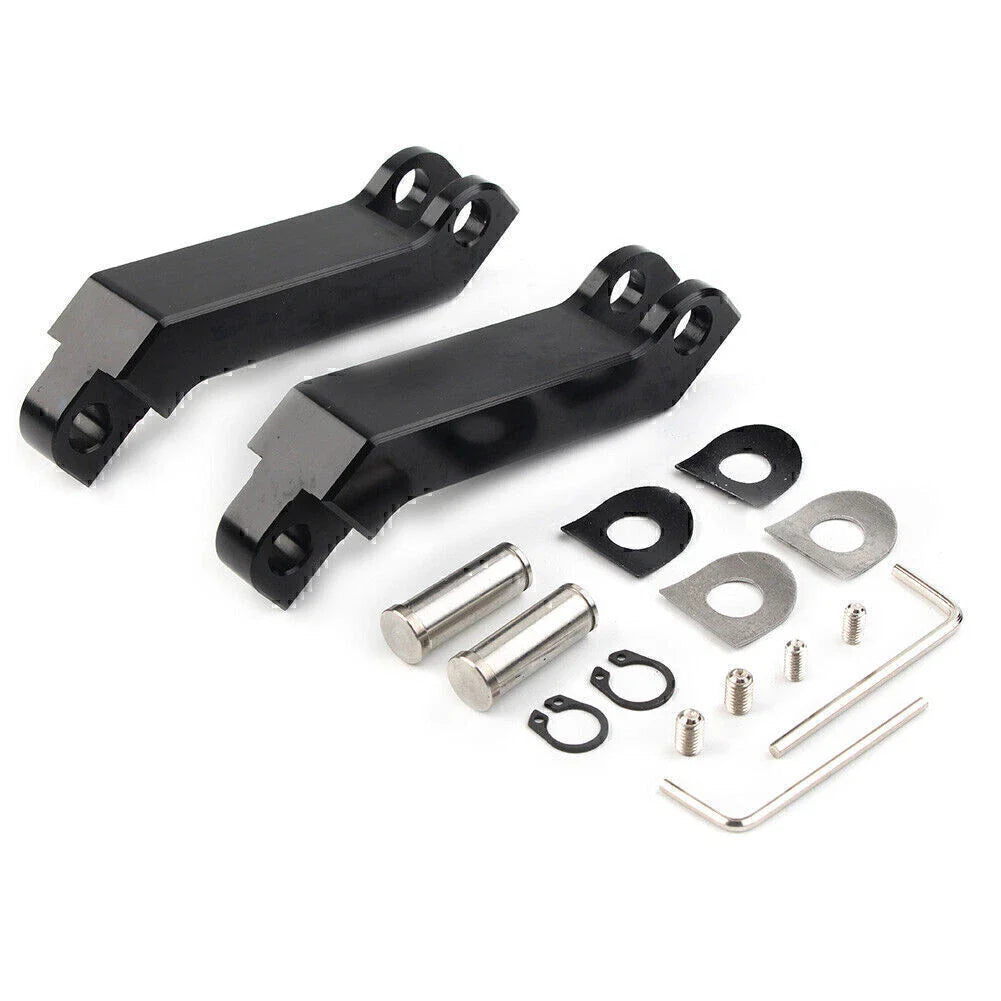 Black Cut Male Mount Foot Peg Extensions for Harley Sportster Softail Road King (2004-2023)