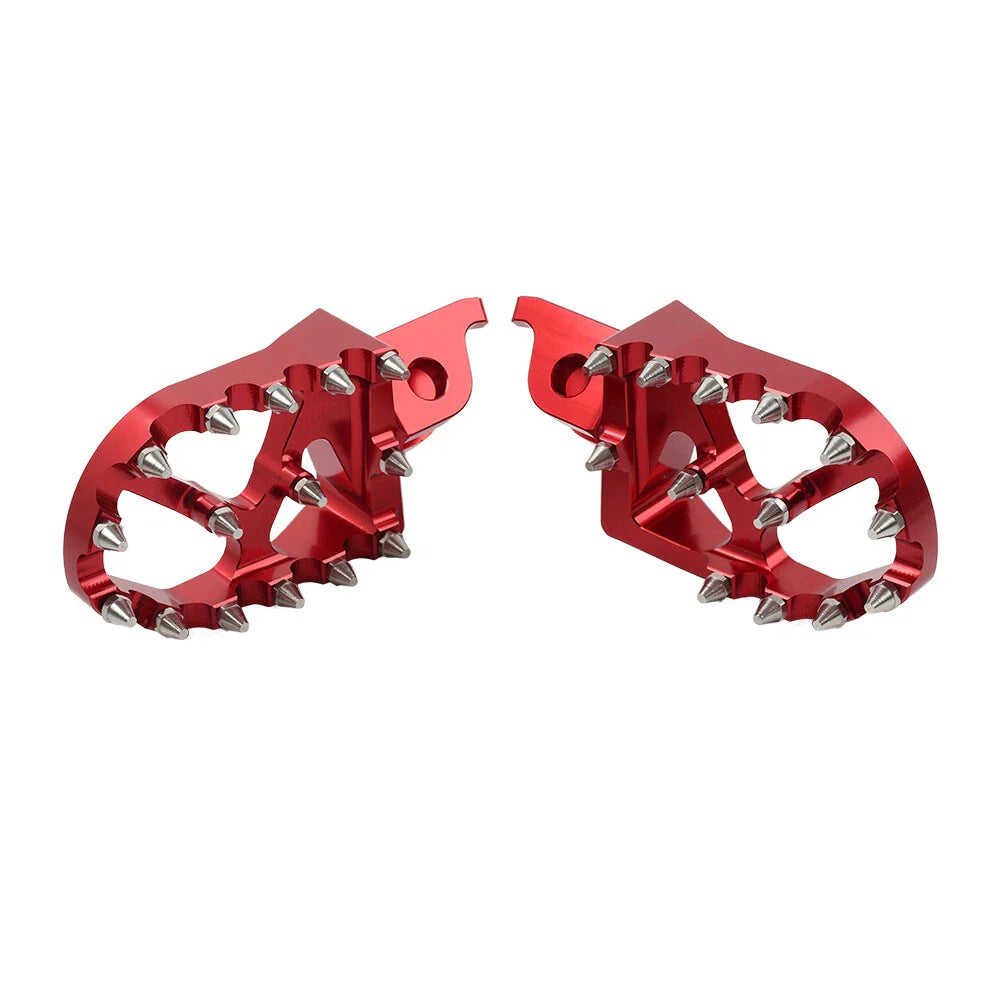 Dirt Bike Footpeg Pedals Red for Kawasaki KX250F, Honda CR250 (06-18, 02-07)