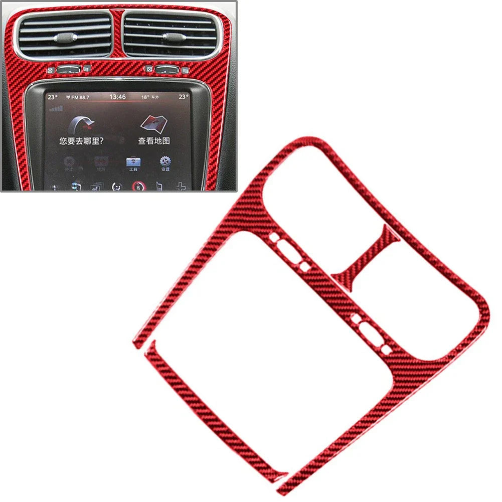 Carbon Fiber Red Central Touch Screen Cover Trim for Dodge Journey (2011-2018)